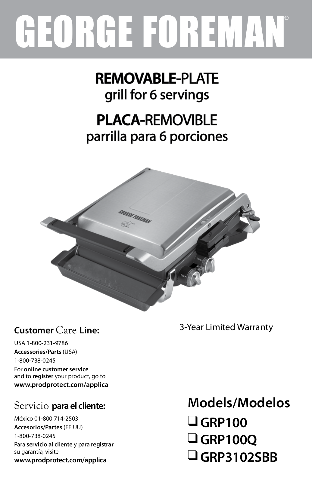 George Foreman GRP3102SBB User Manual