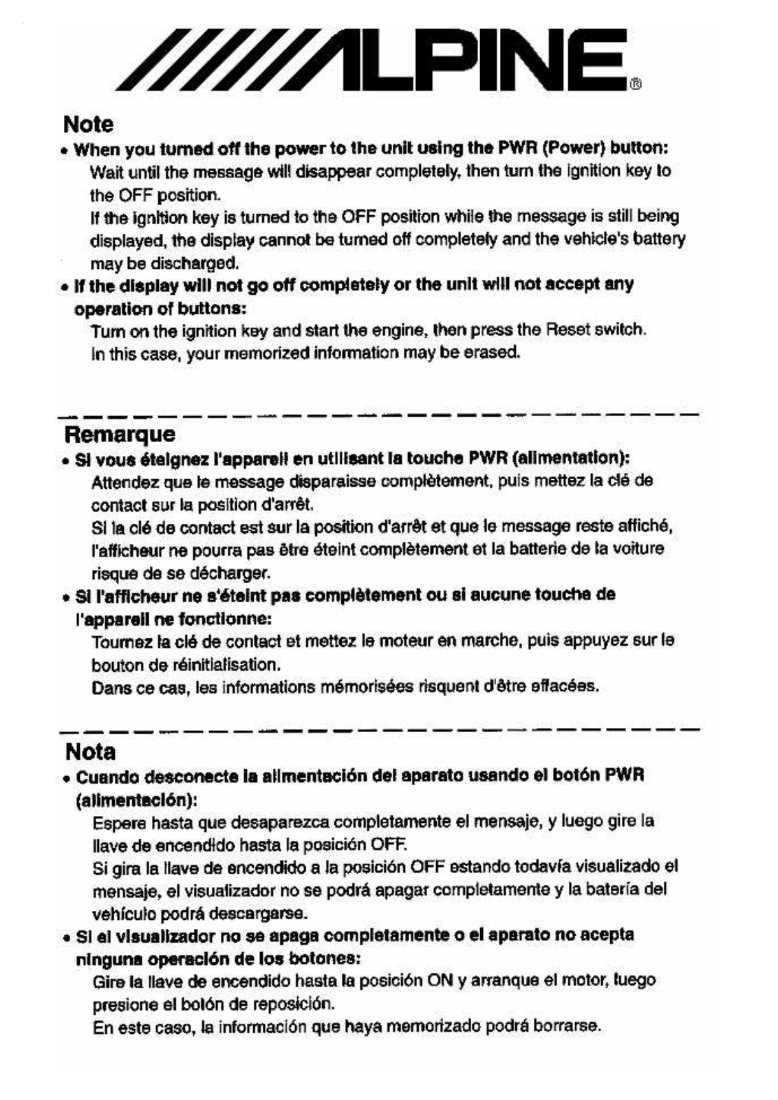 Alpine TDA-7572R, MDA-7755R User Manual