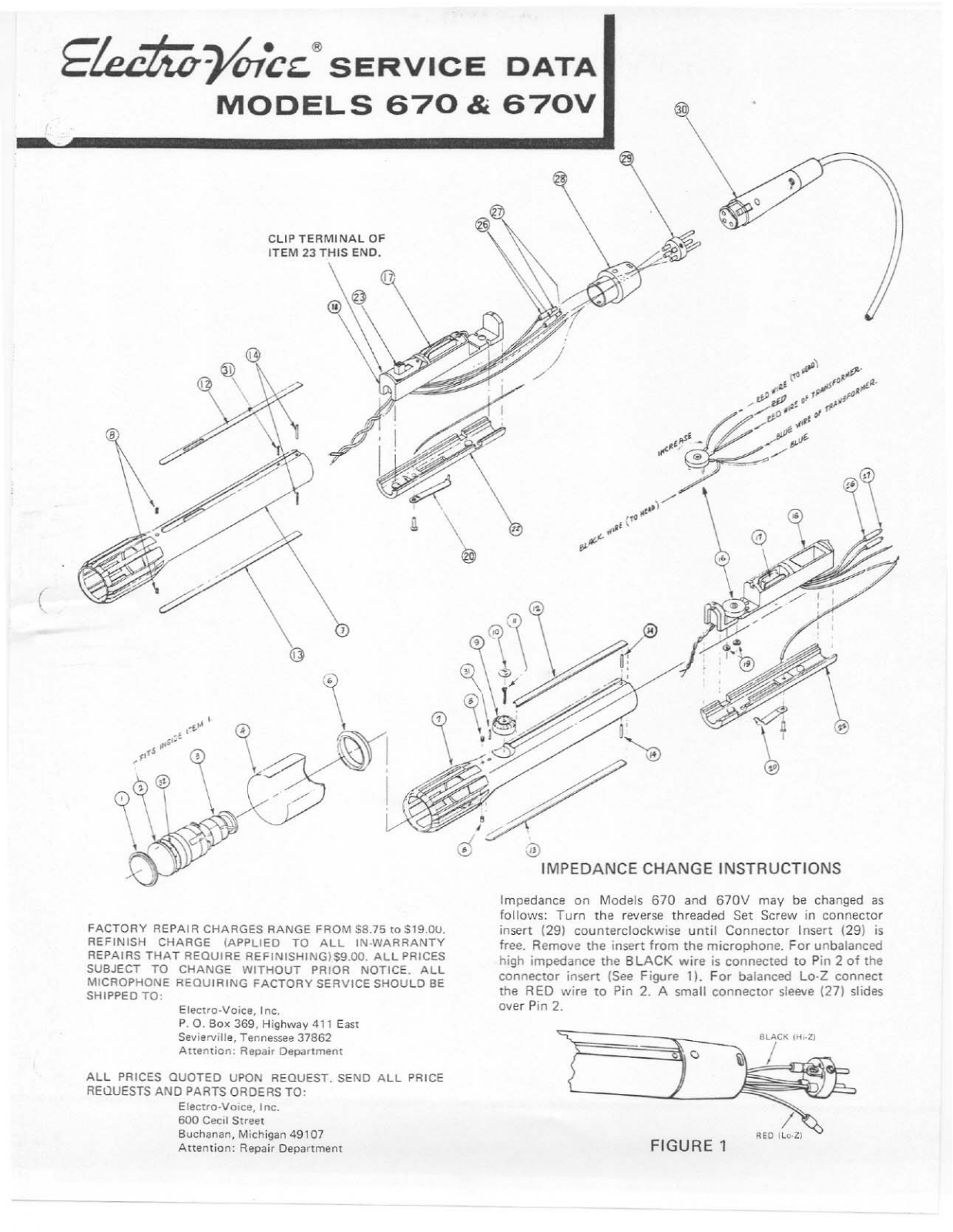 Electro-voice 670V, 670 DATASHEET