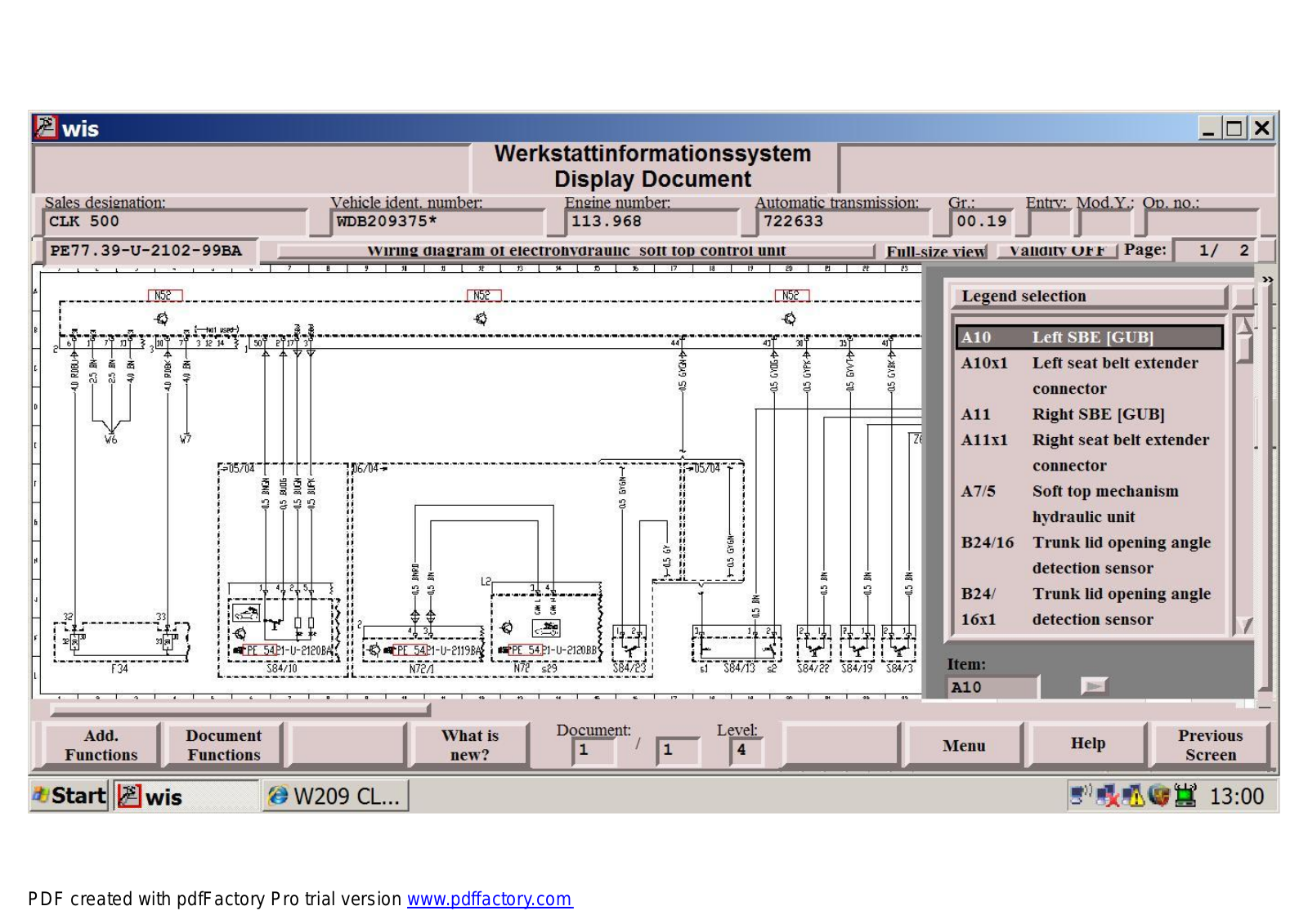 Mercedes Benz W209 CLK240 Wiring Diagram