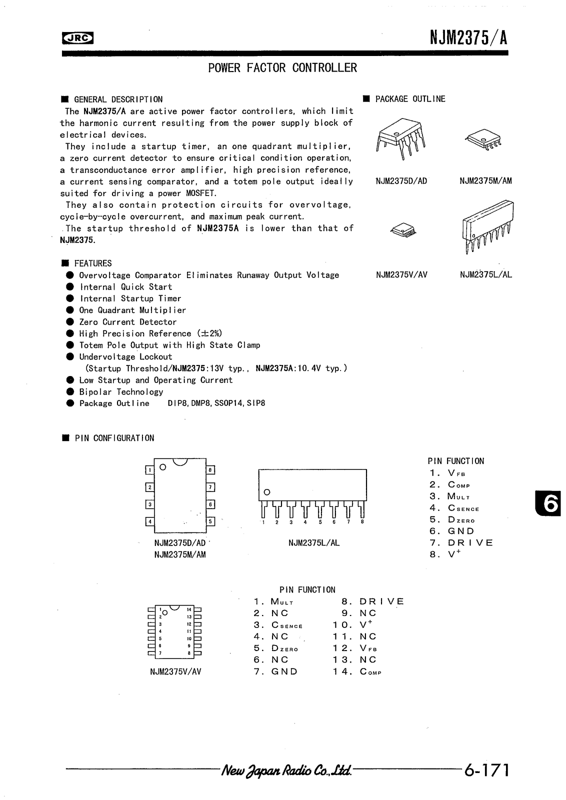 JRC NJM2375L, NJM2375V, NJM2375M, NJM2375D, NJM2375AD Datasheet