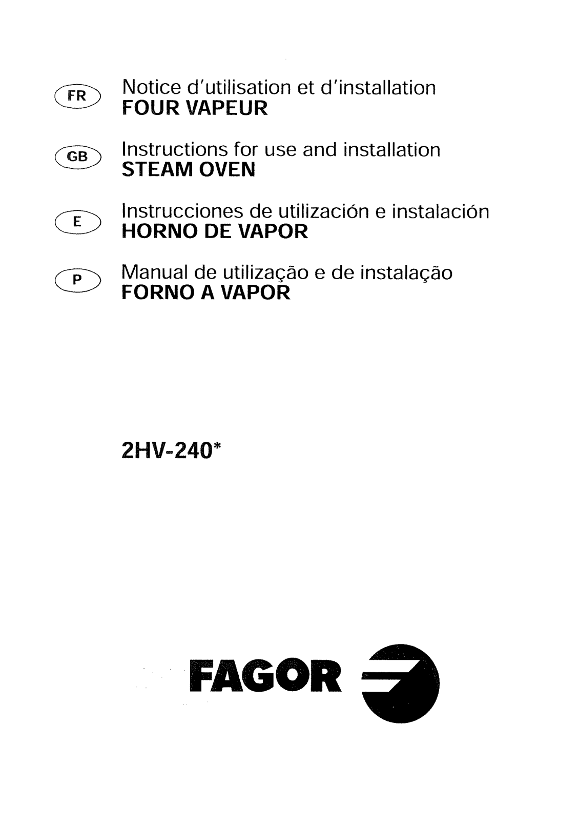 FAGOR HV-240I, HV-240N, HV-240B User Manual
