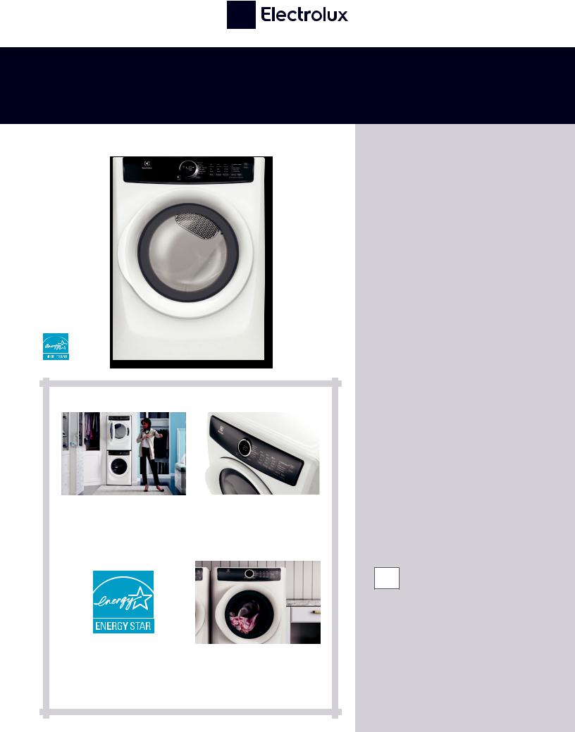 Electrolux EFMC427UIW PRODUCT SPECIFICATIONS