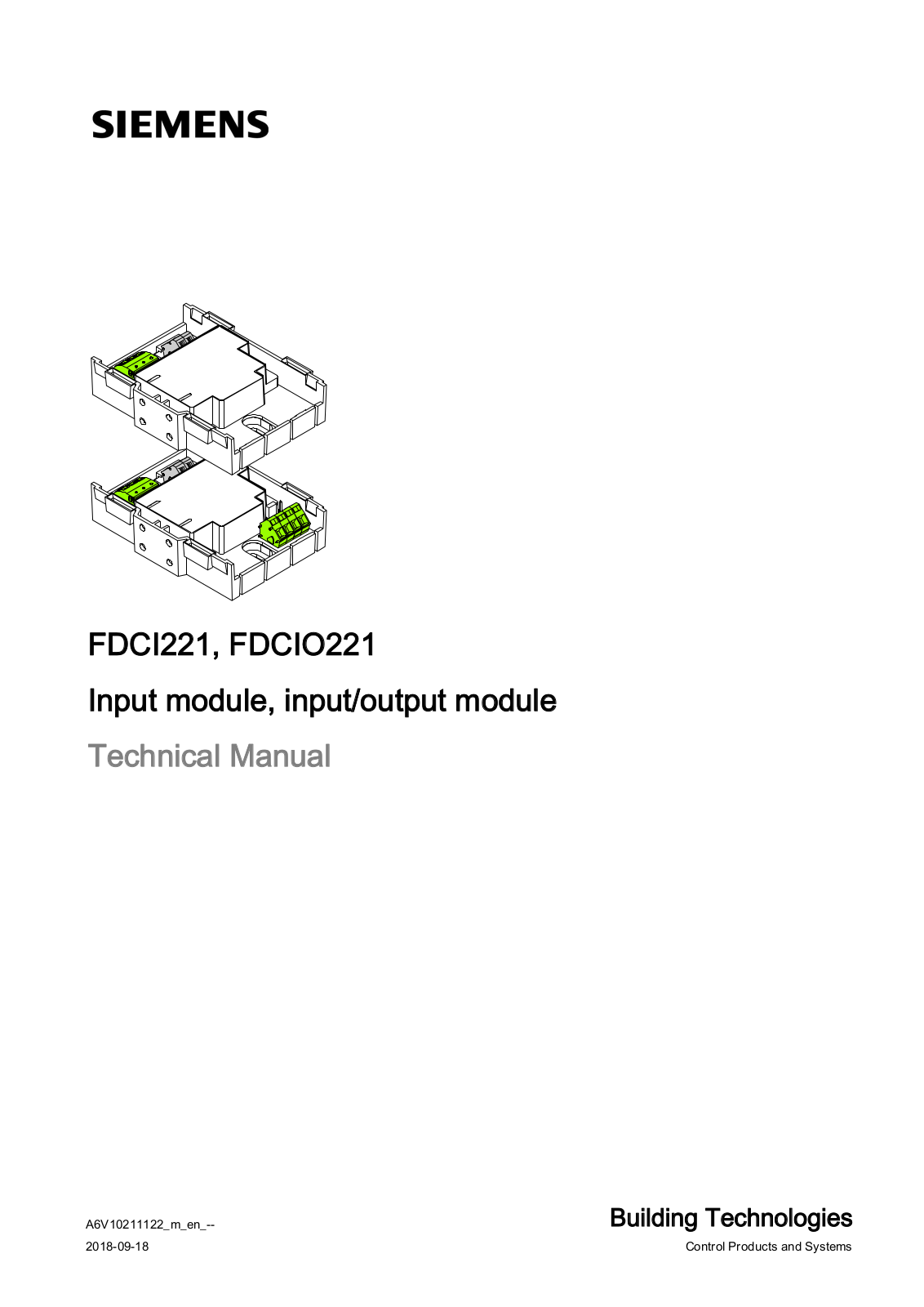 Siemens FDCI221, FDCIO221 Technical Manual