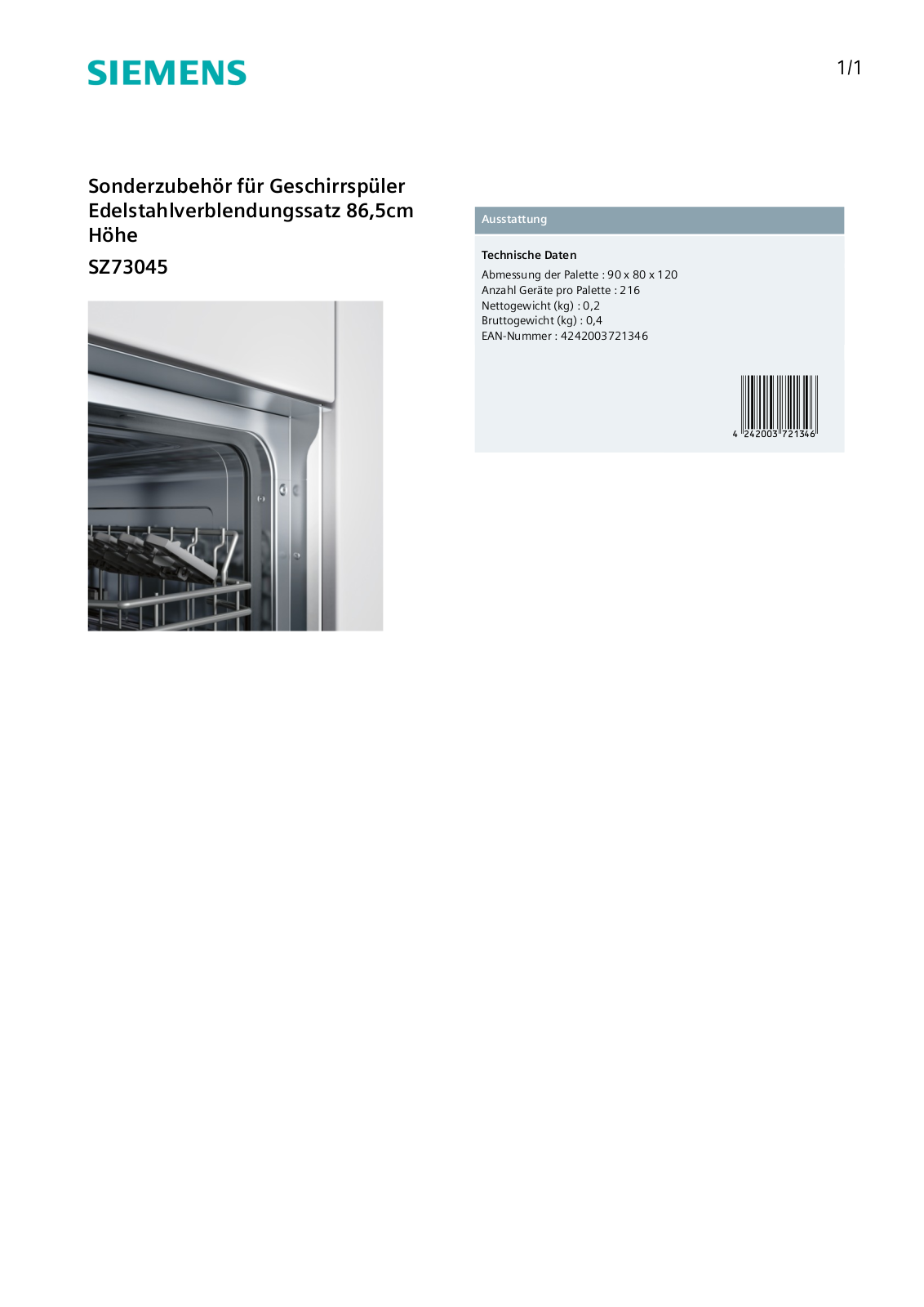 Siemens SZ73045 User Manual