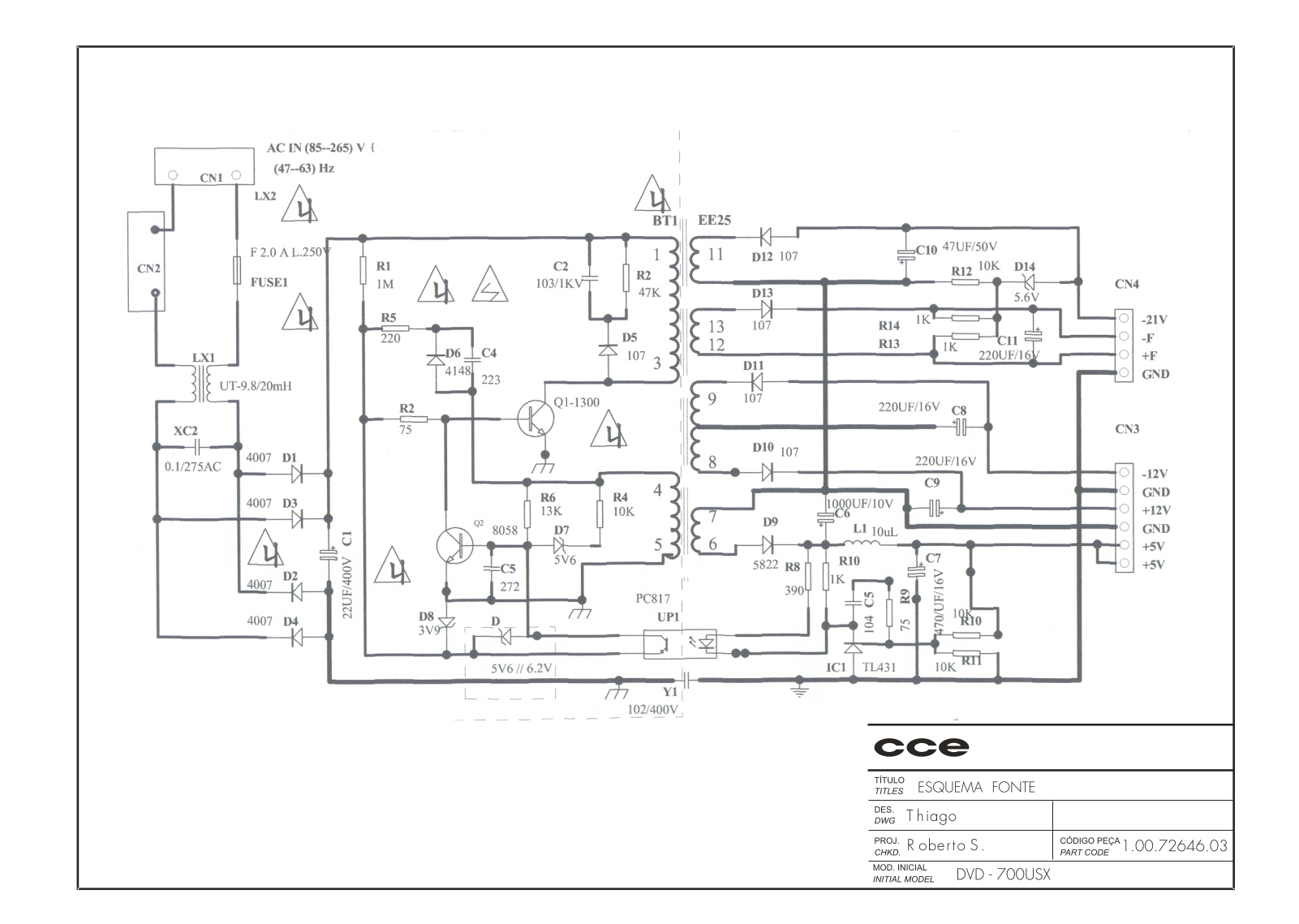 CCE DVD-700USX Schematic