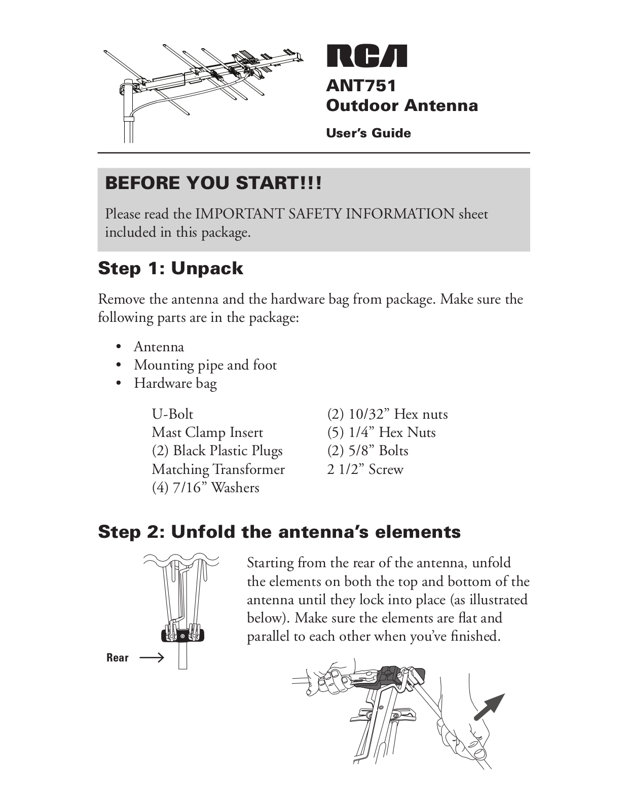 RCA ANT751 User Manual