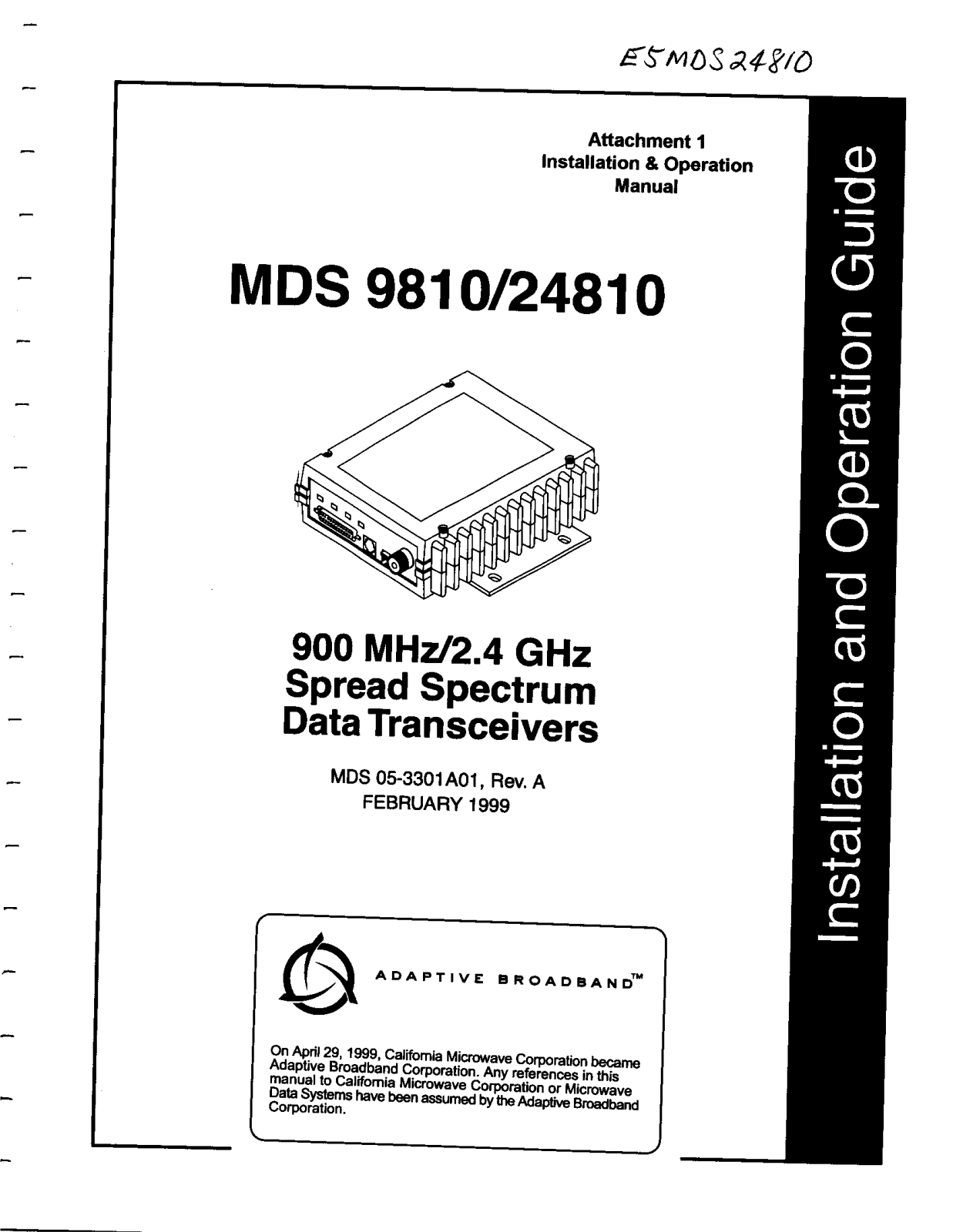 GE MDS DS24810 Users Manual