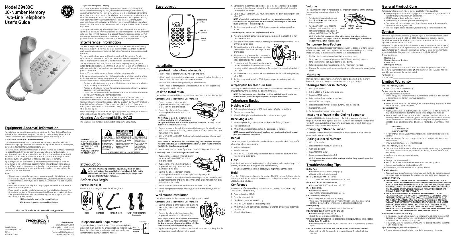 GE 29480C User Manual