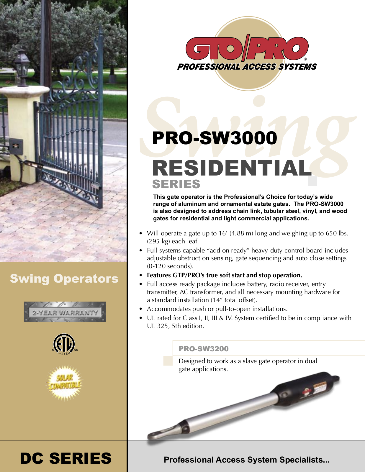 GTO PRO SW-3000 DC User Manual