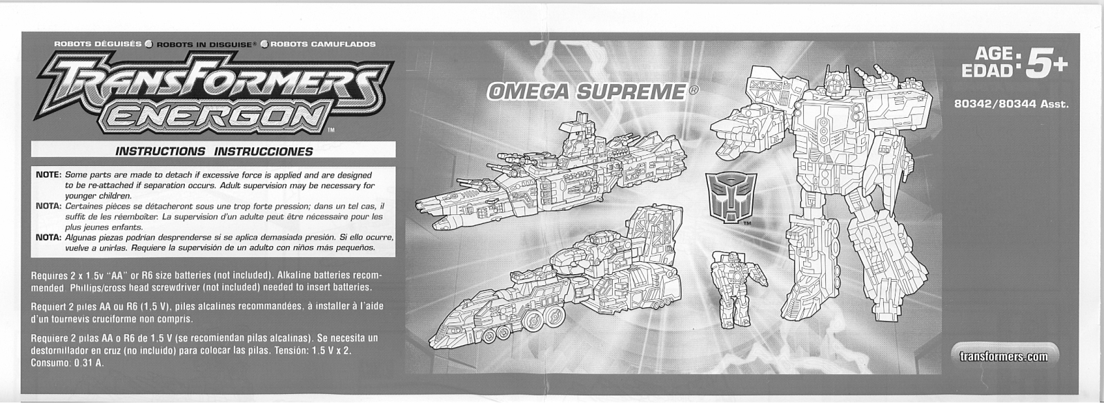 HASBRO Transformers Energon Omega Supreme User Manual