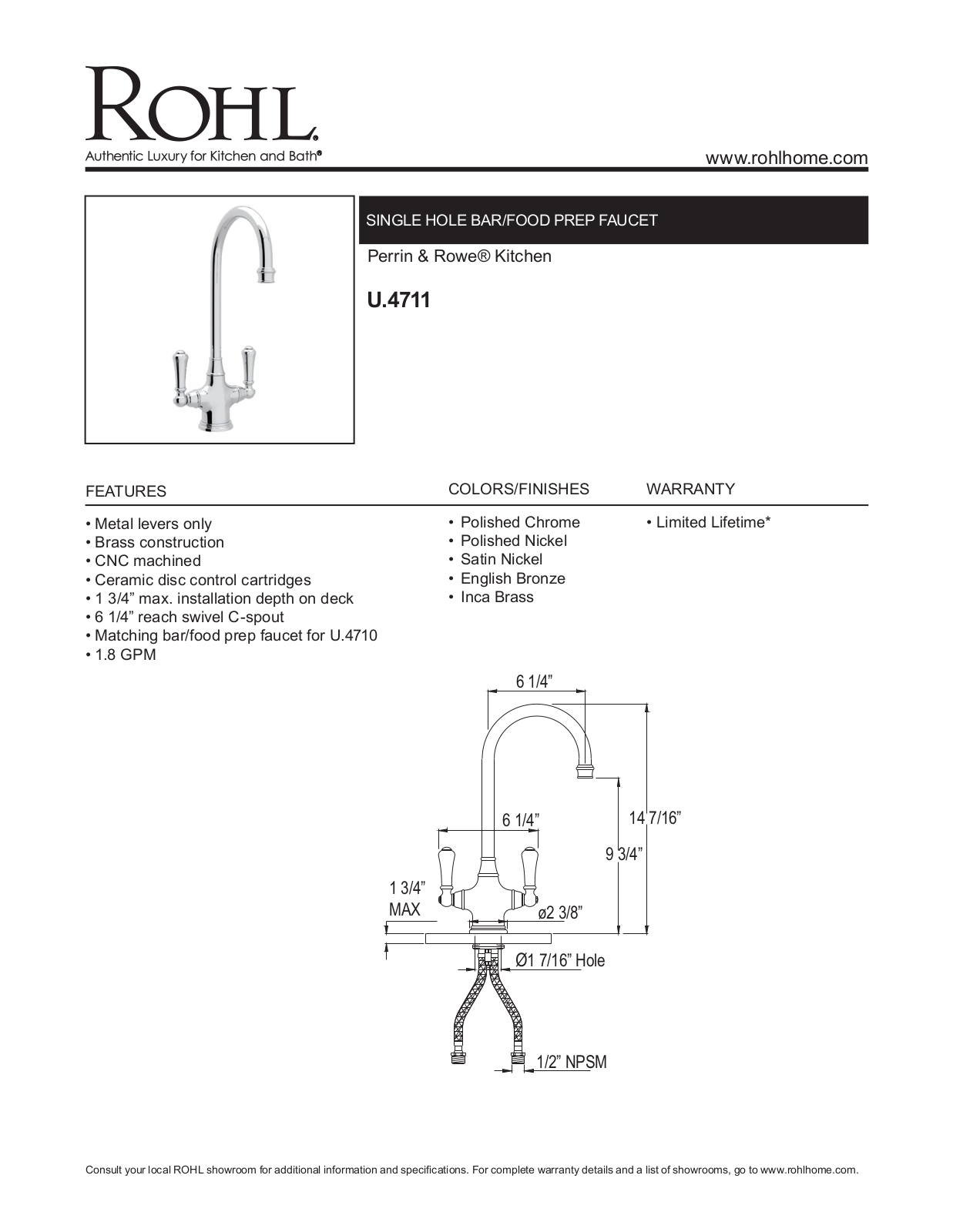 Perrin & Rowe PRWE1018 Specifications - ManualMachine.com