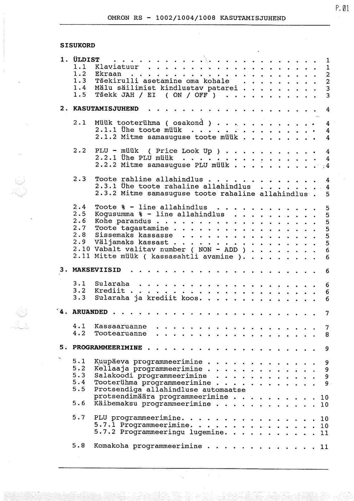 Omron RS-1002, RS-1008, RS-1004 INSTRUCTIONS Manual