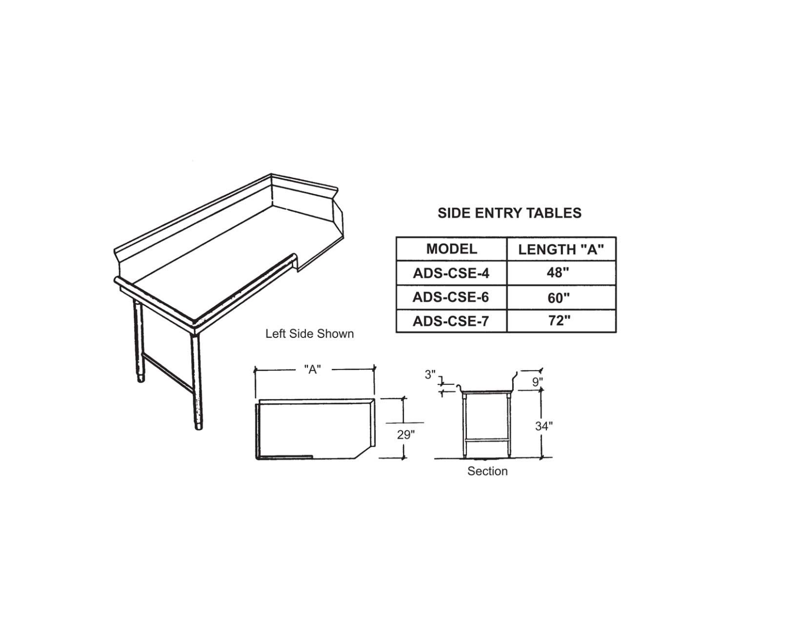 American Dish ADS-CSE-4 Specifications