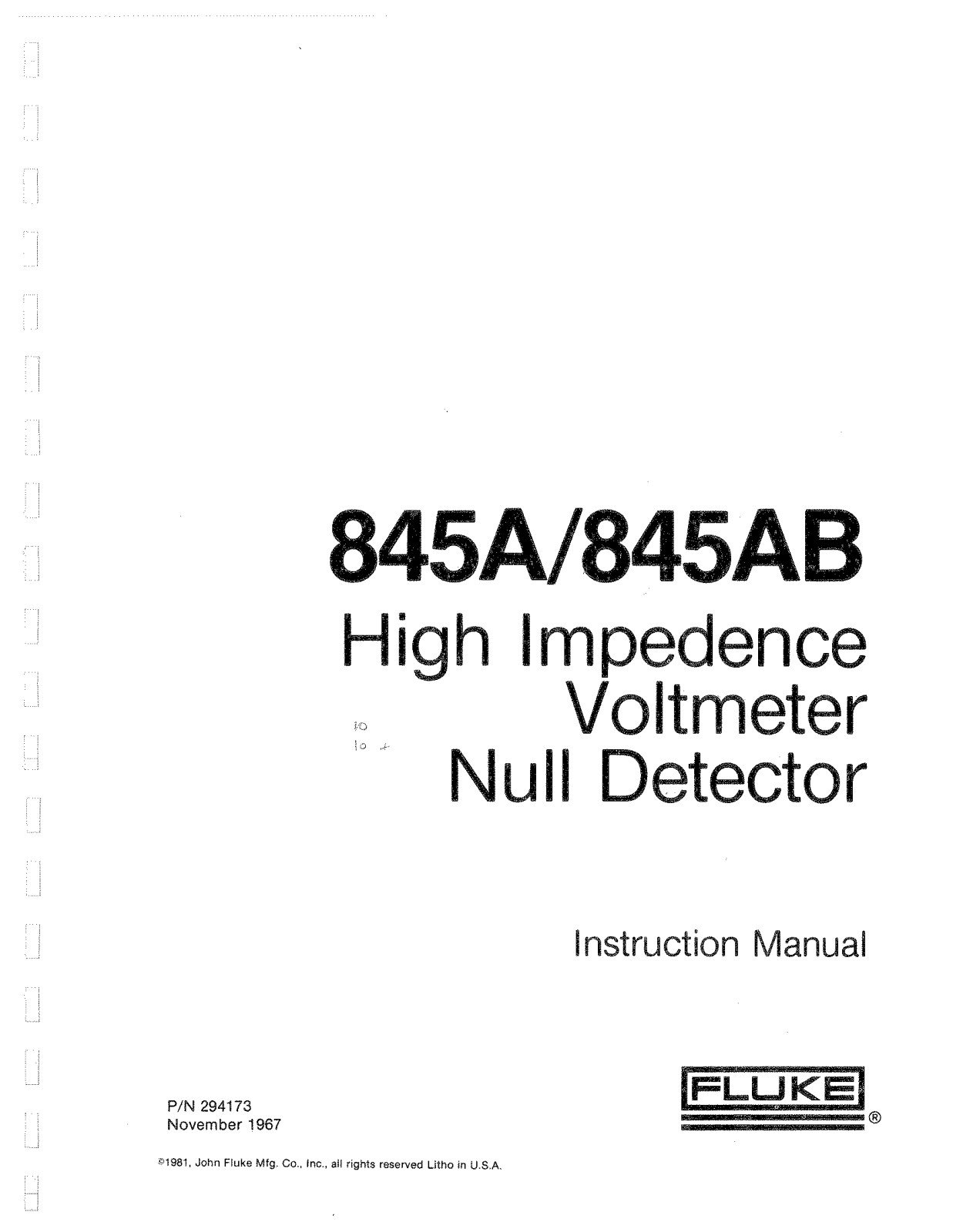Fluke 845AB, 845A User Manual
