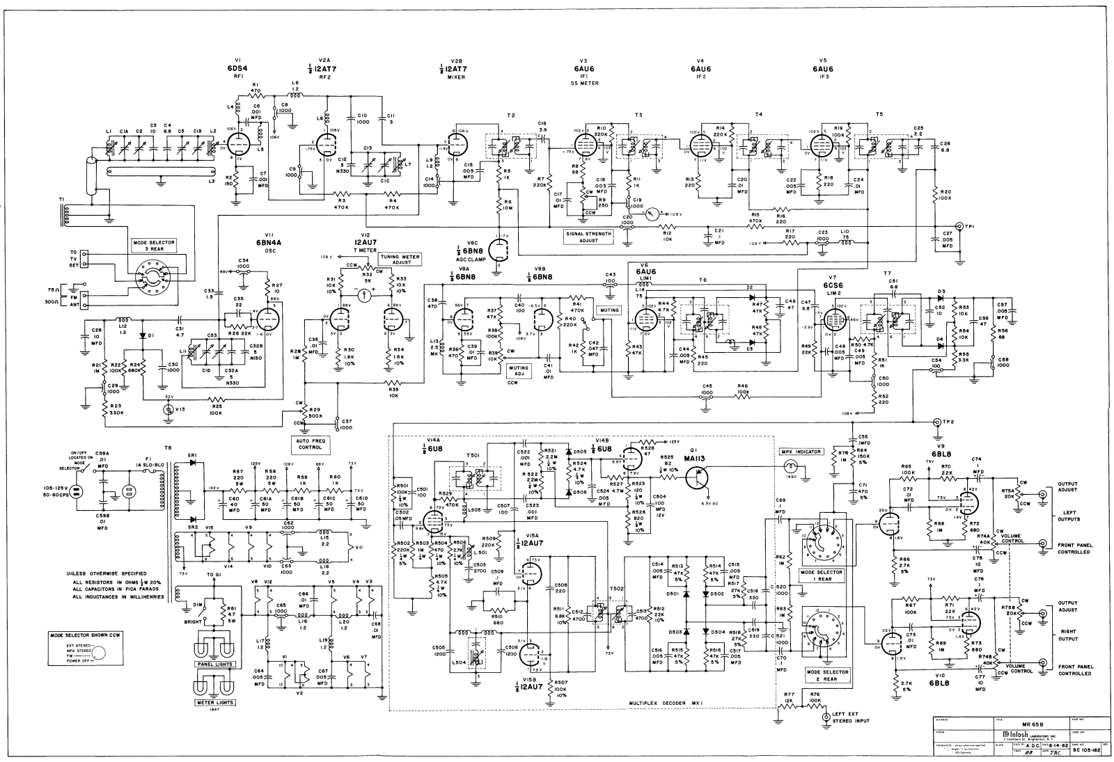 Mcintosh mcmr65b schematic