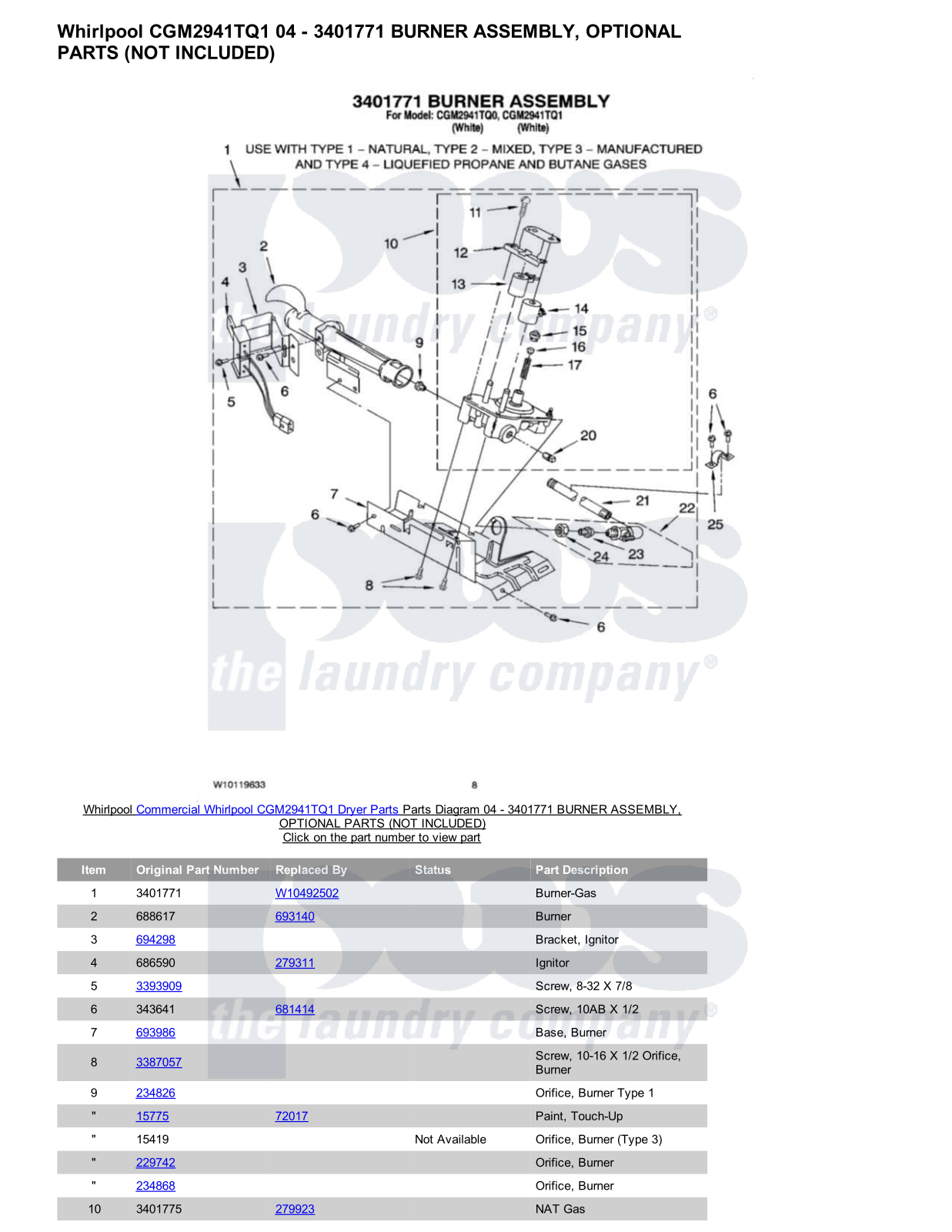 Whirlpool CGM2941TQ1 Parts Diagram