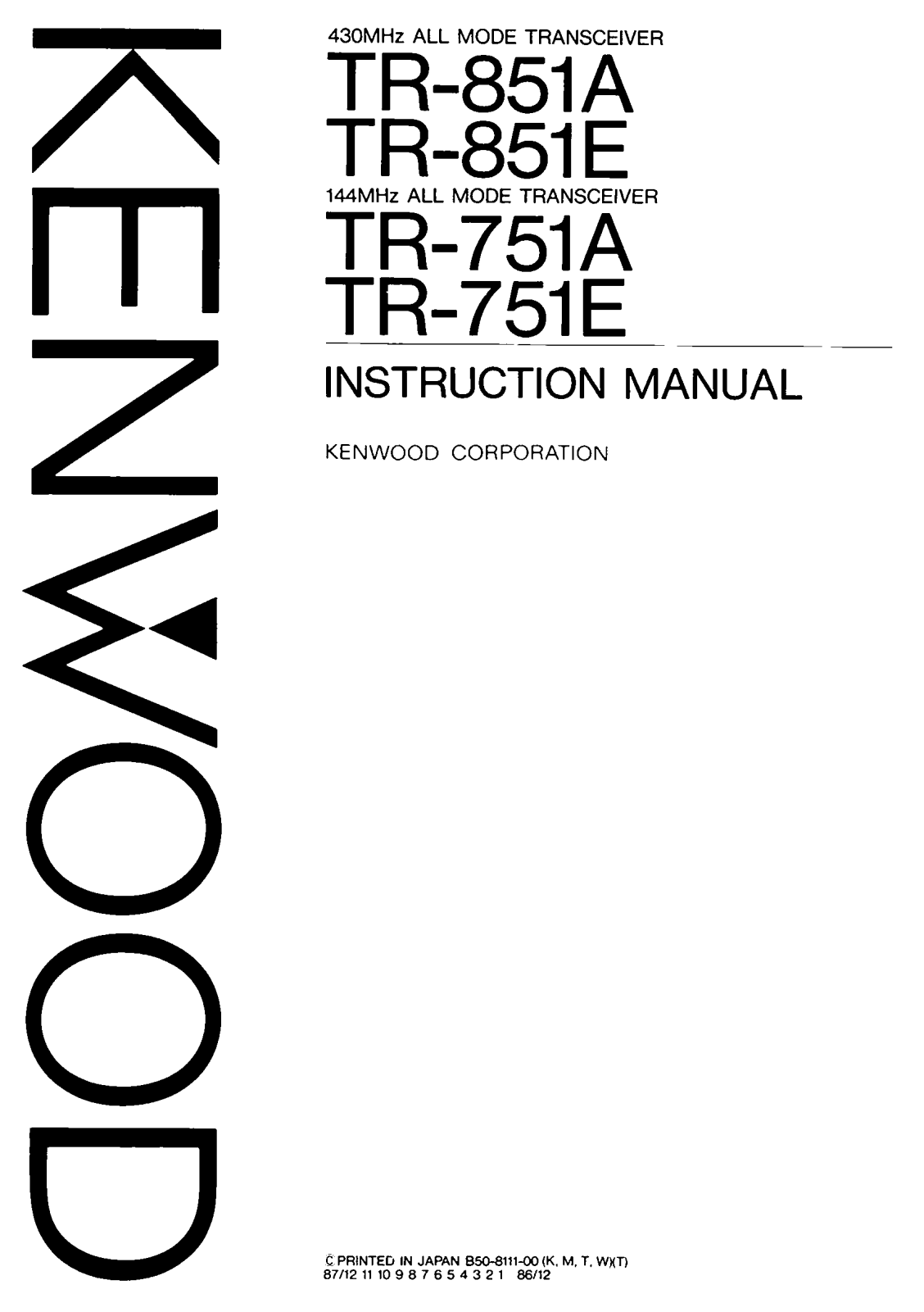 Kenwood TR-751 User Manual