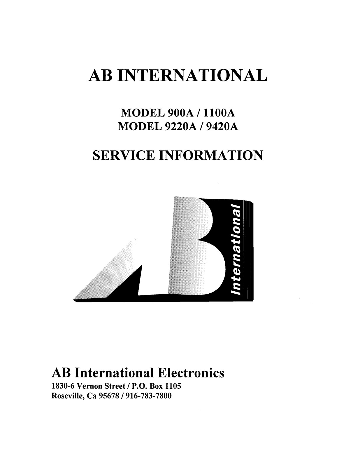 AB International 900-A Service manual