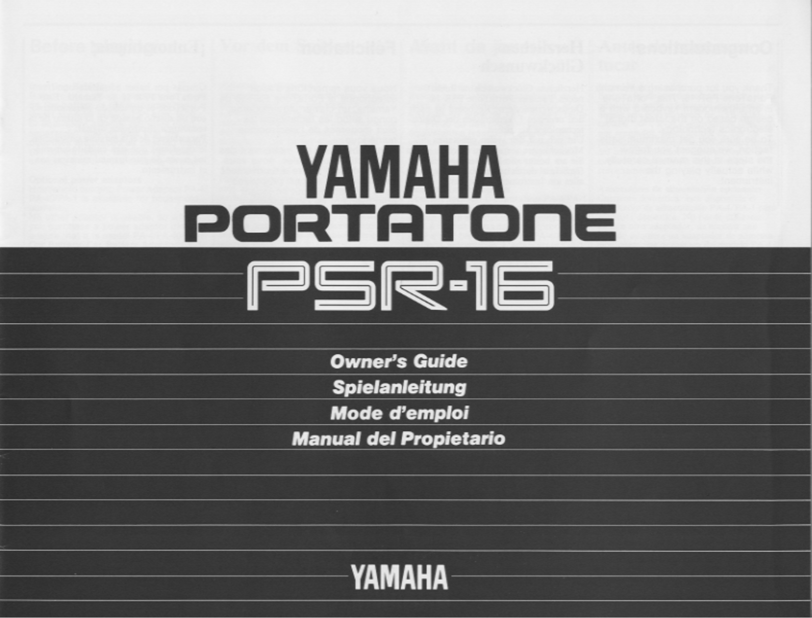 Yamaha PSR-16, PSR-16E User Manual