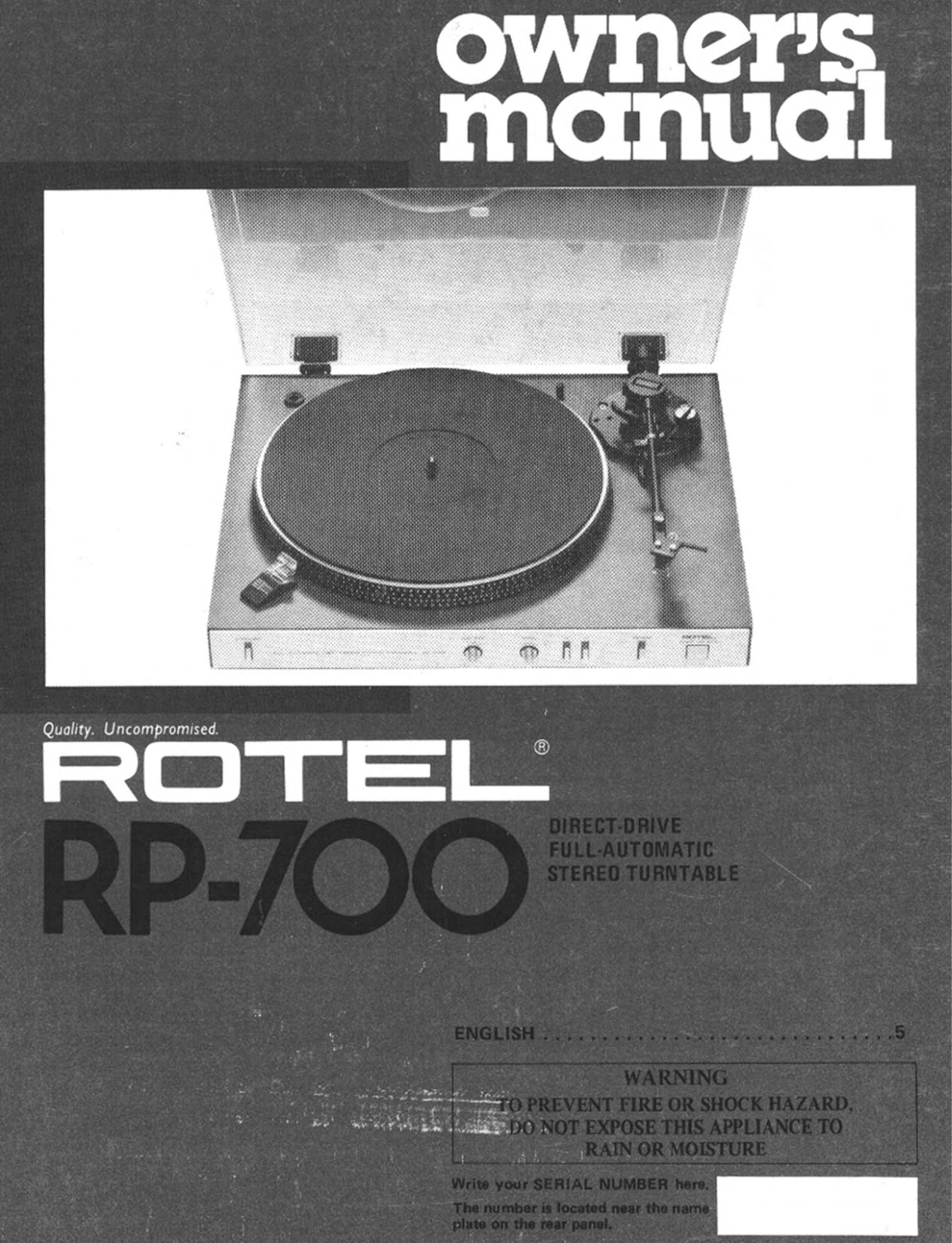 Rotel RP-700 Owners manual