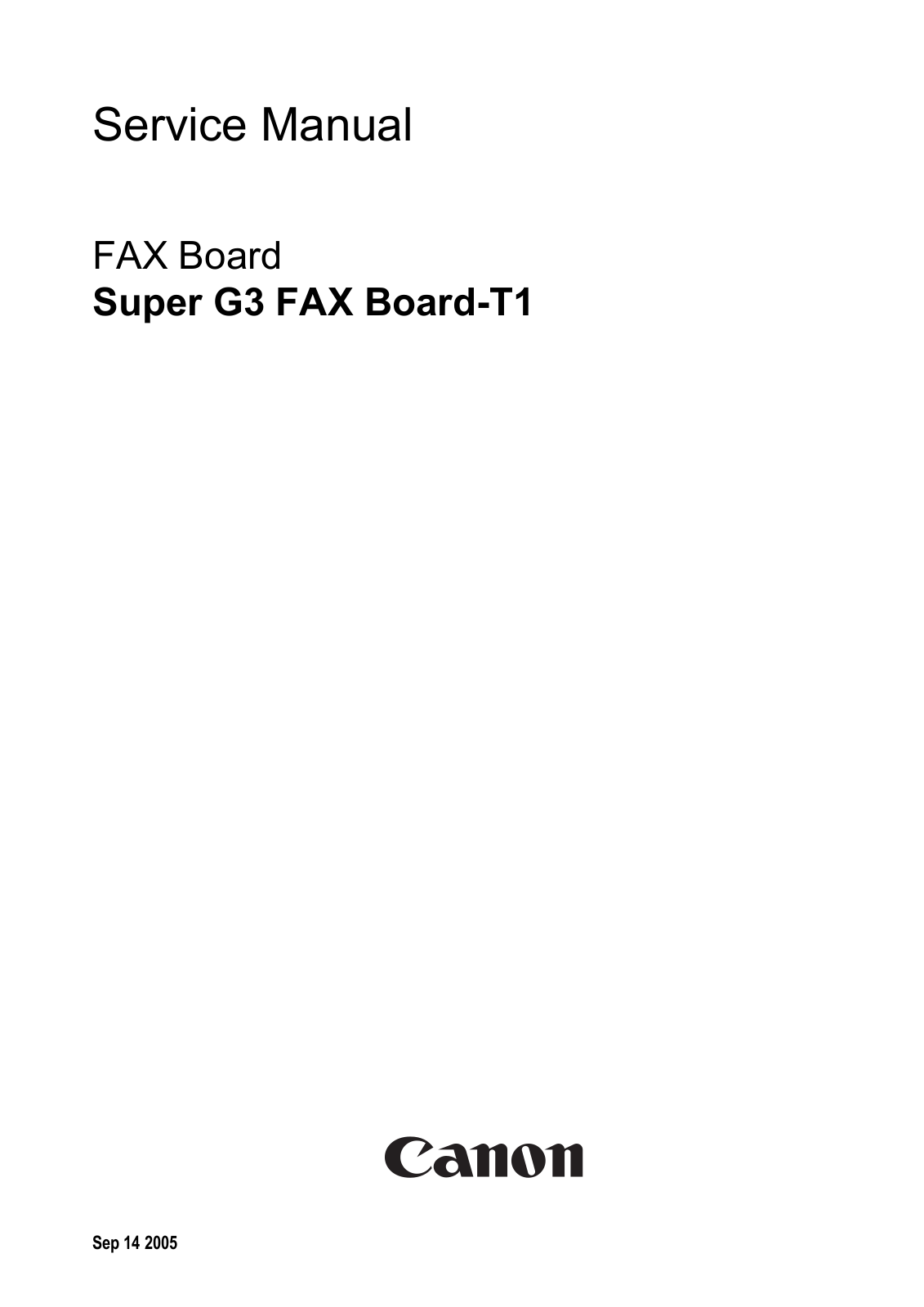 Canon iR2016, iR2020 super g3 fax board-t1 Service Manual