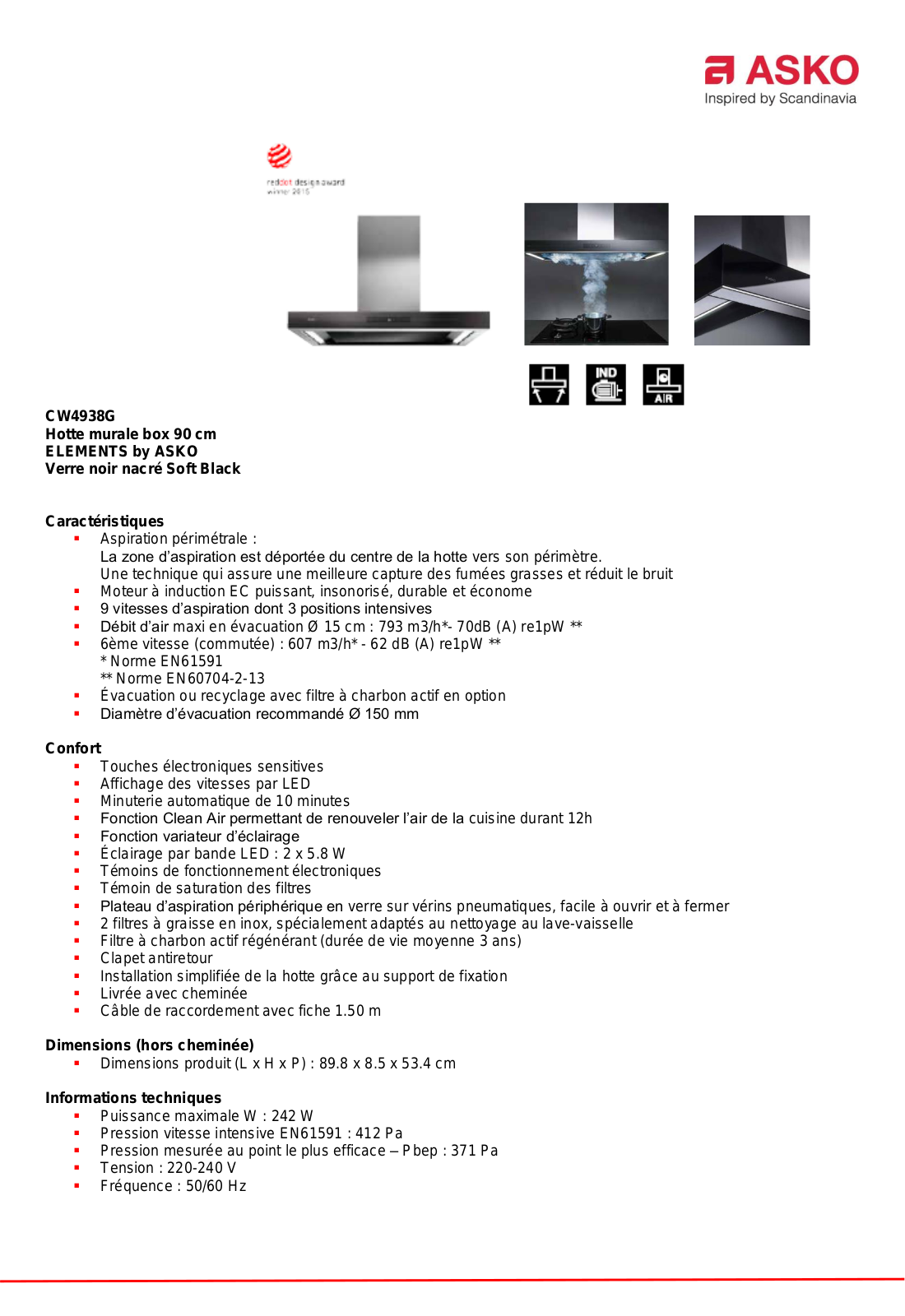 Asko CW4938G product sheet