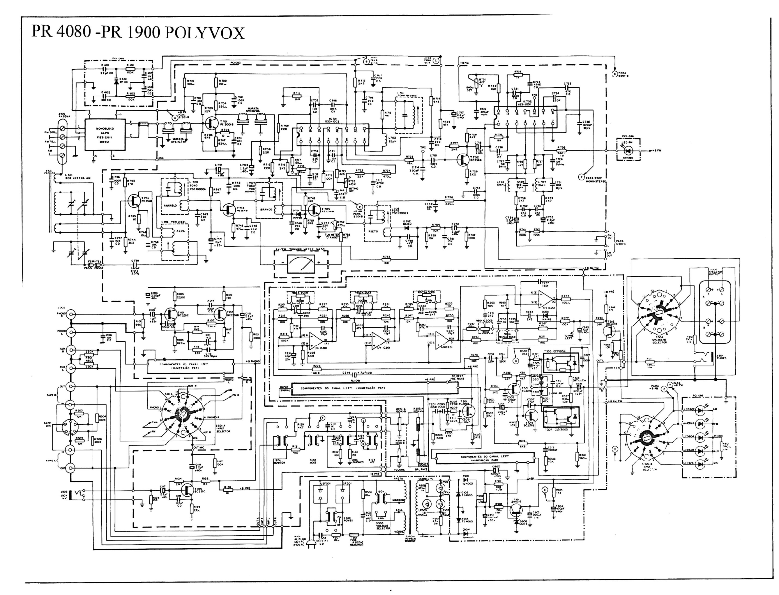 Polyvox PR80, PR4080, PR1900 Schematic