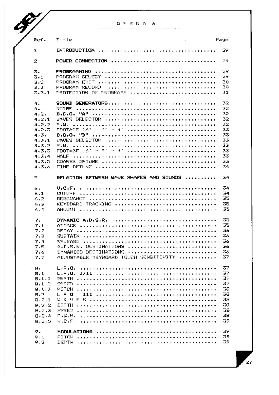 Siel Opera 6 User Manual