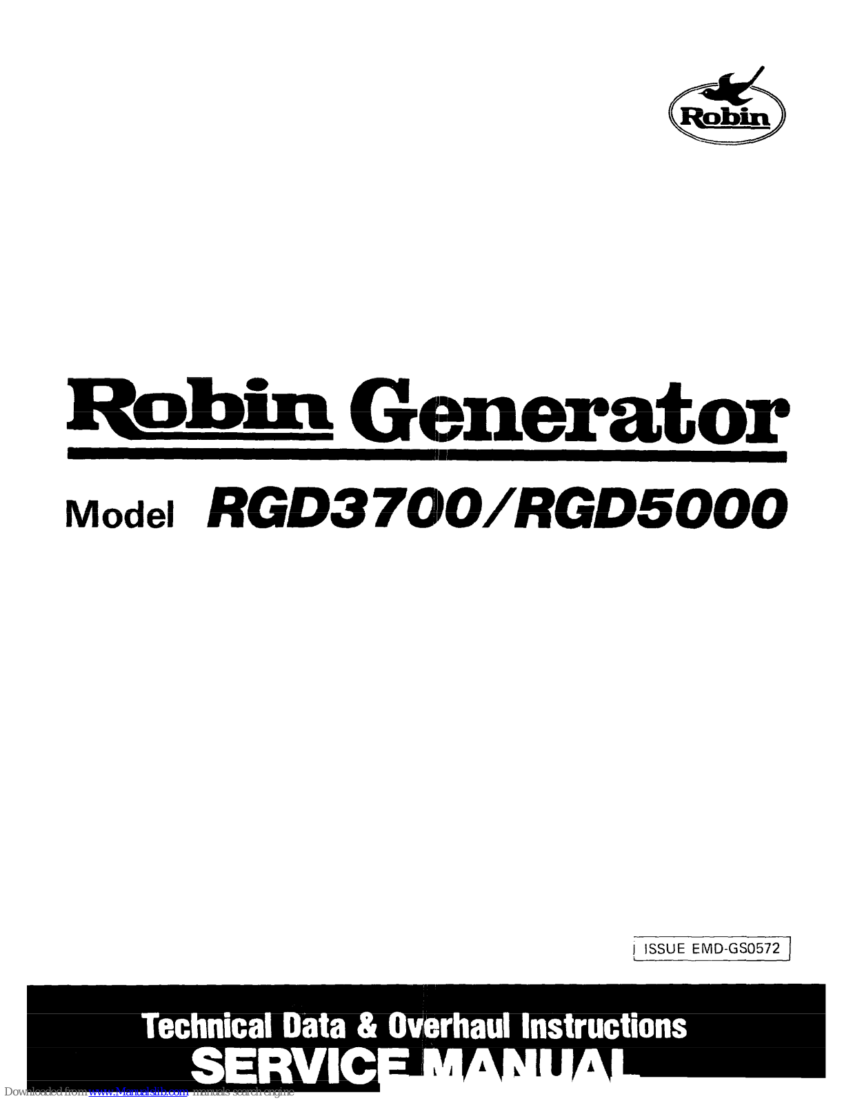 Robin RGD3700, RGD5000 Technical Data Manual