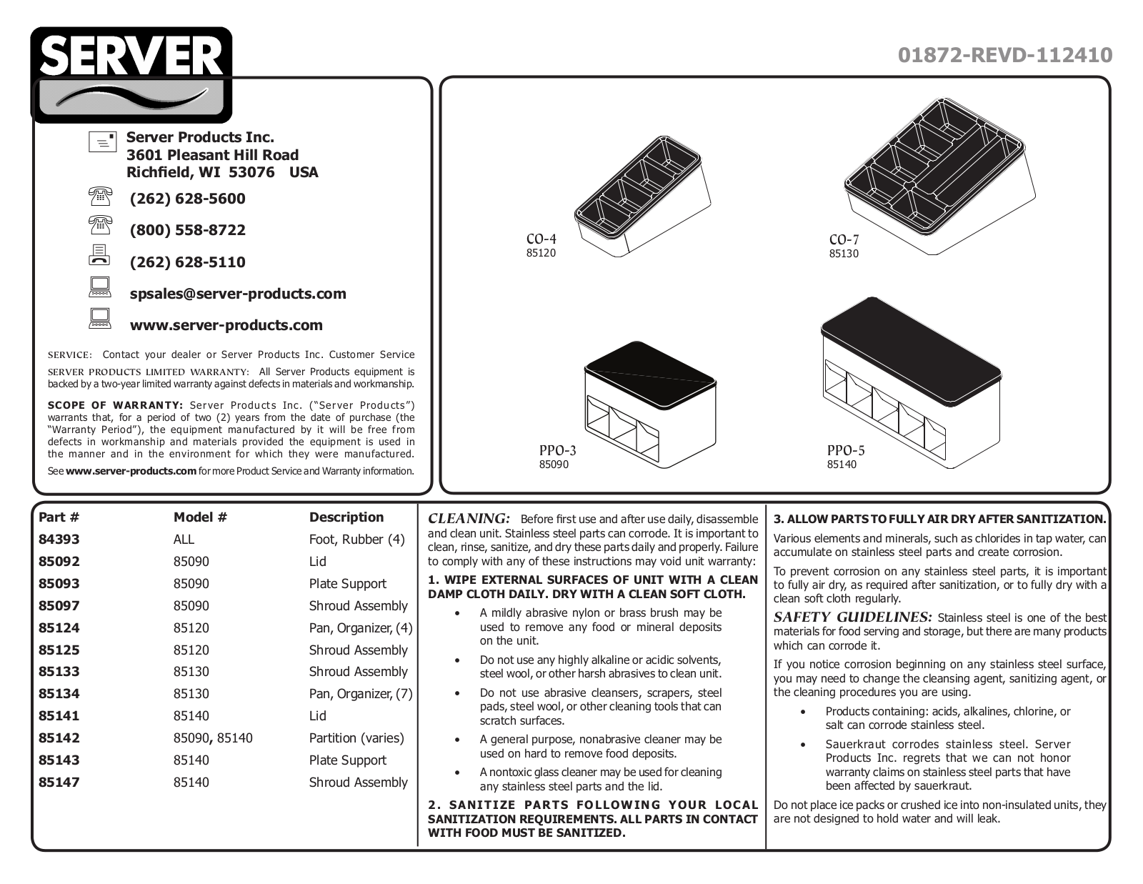 Server Products CO-7 85130 User Manual