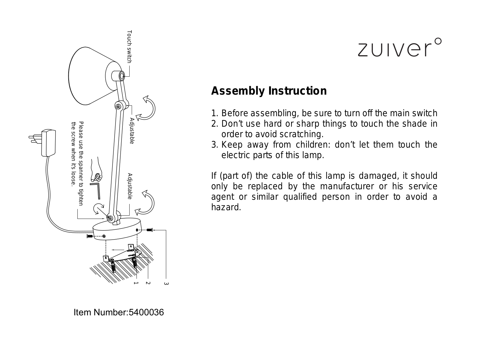 Zuiver ZIVE1391 Installation & Assembly - ManualMachine.com