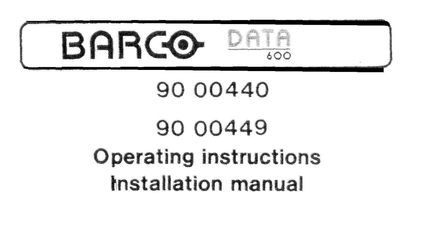 Barco Data 600 User manual - ManualMachine.com