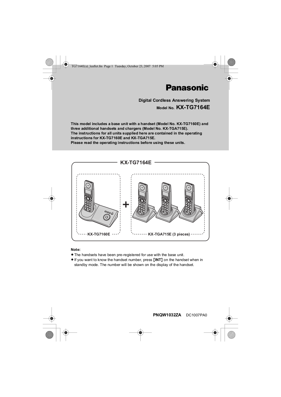 Panasonic KX-TG7164E User Manual