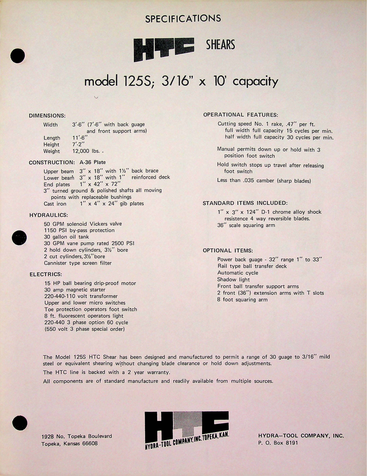 Hydra-Tool Model 125S Shear Other - ManualMachine.com