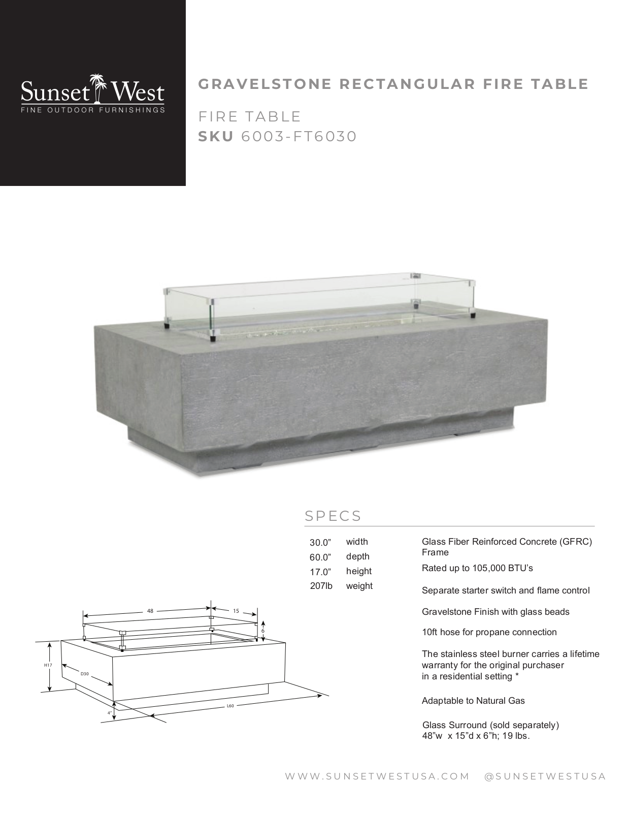 Sunset West W002385790 Specifications - ManualMachine.com
