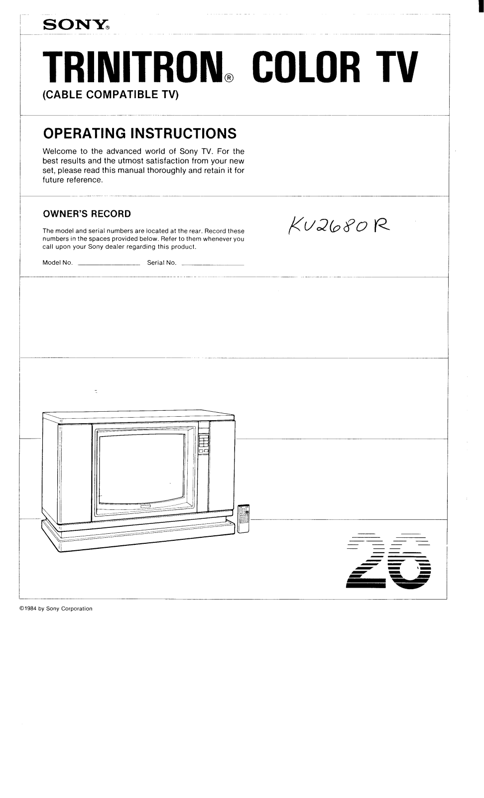 Sony KV-2680R Operating Manual