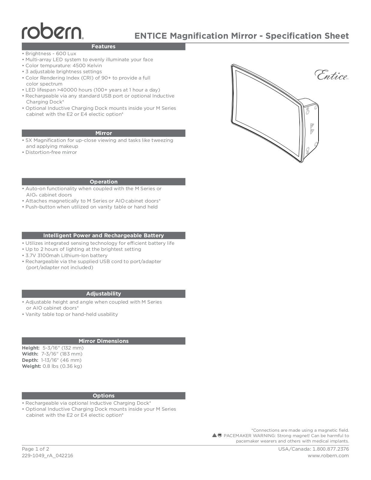 Robern ENTICE Installation Manual