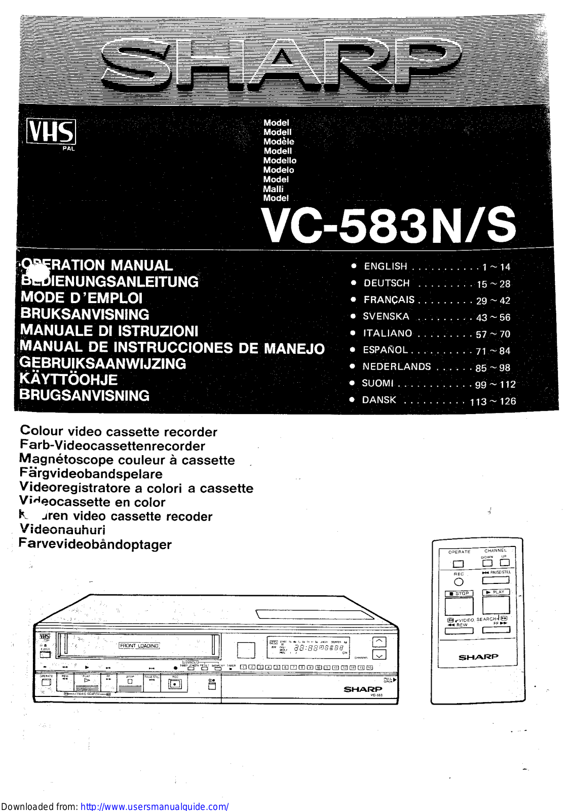 SHARP VC-583N/S User Manual