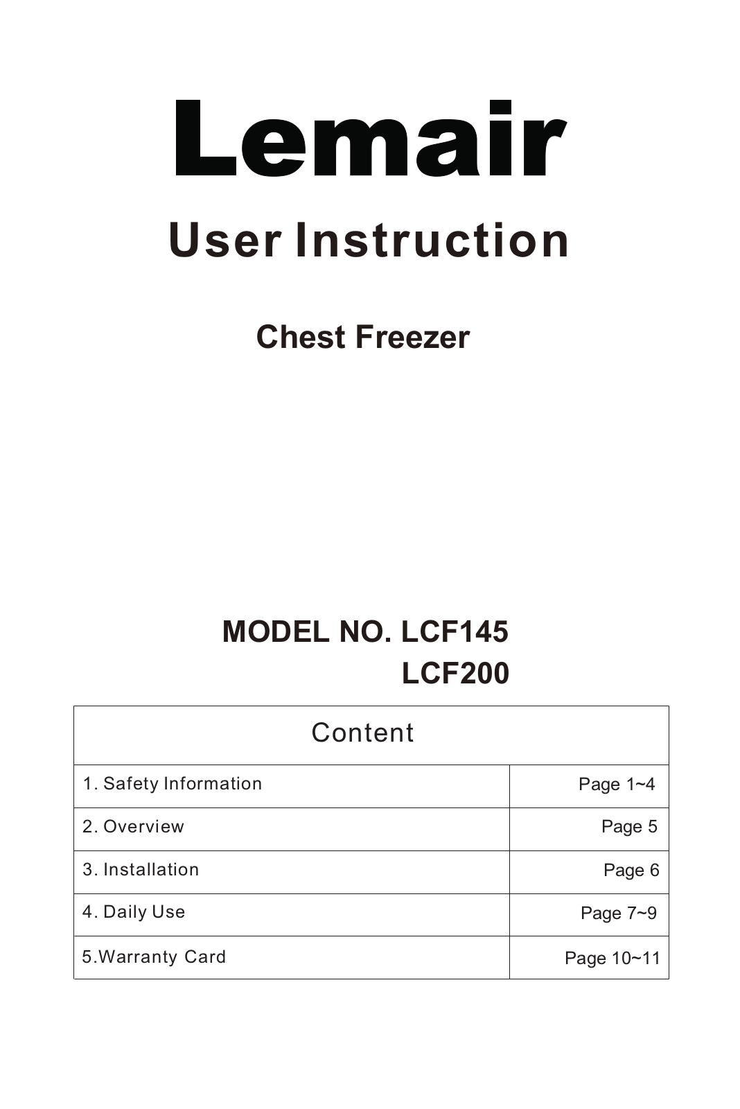 Lemair LCF145 User Manual