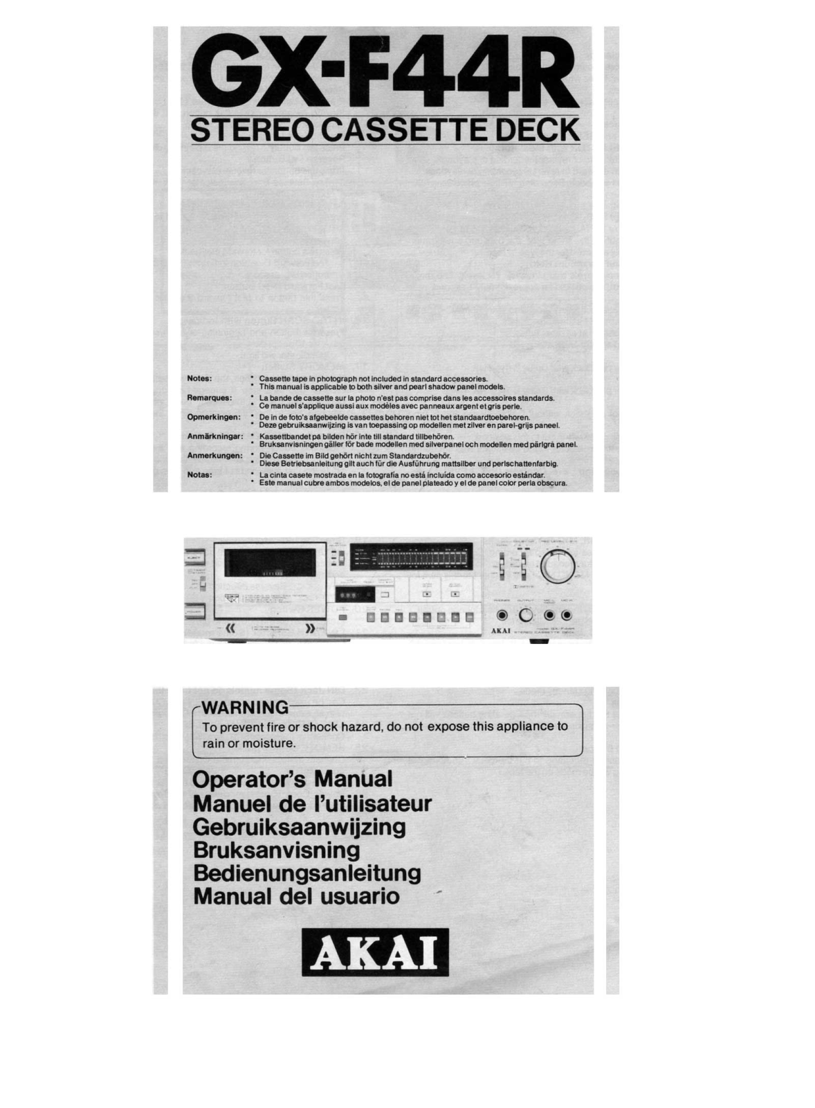 Akai GXF-44-R Owners Manual