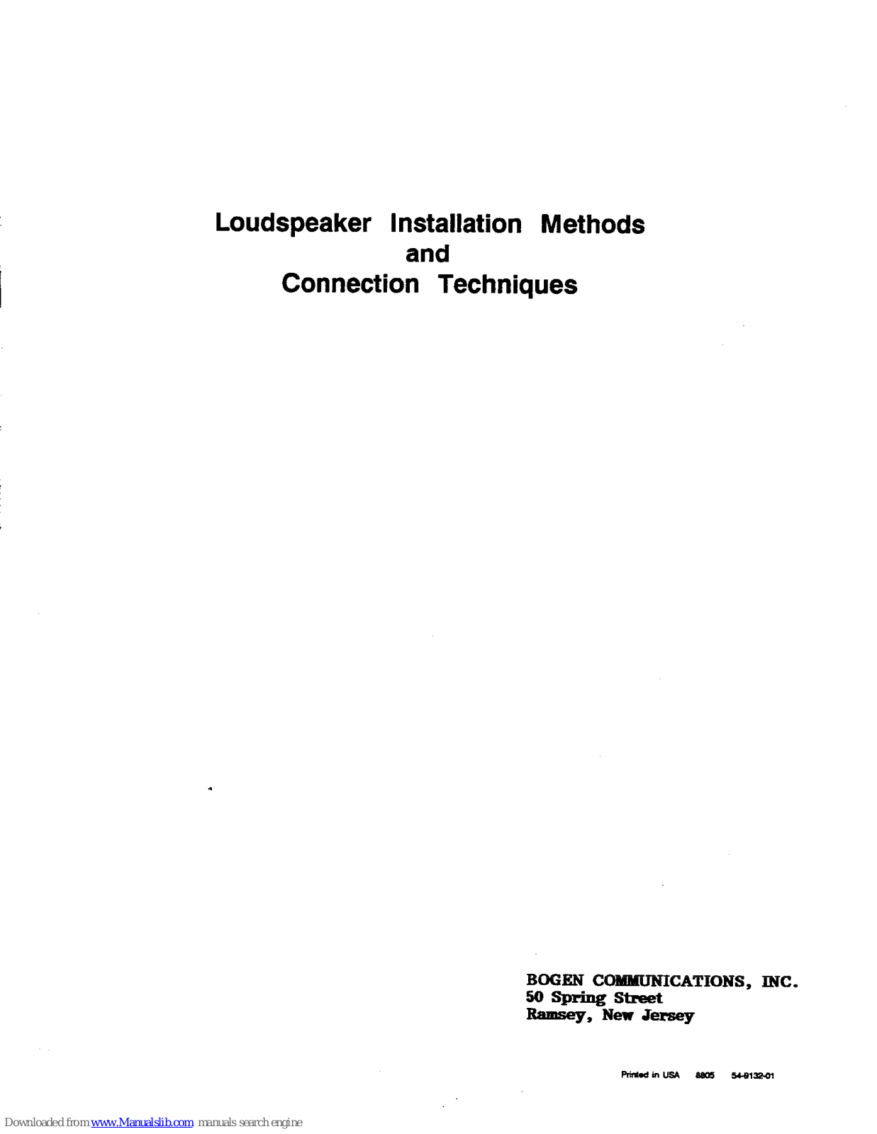 Bogen 8805 Installation Manual - ManualMachine.com