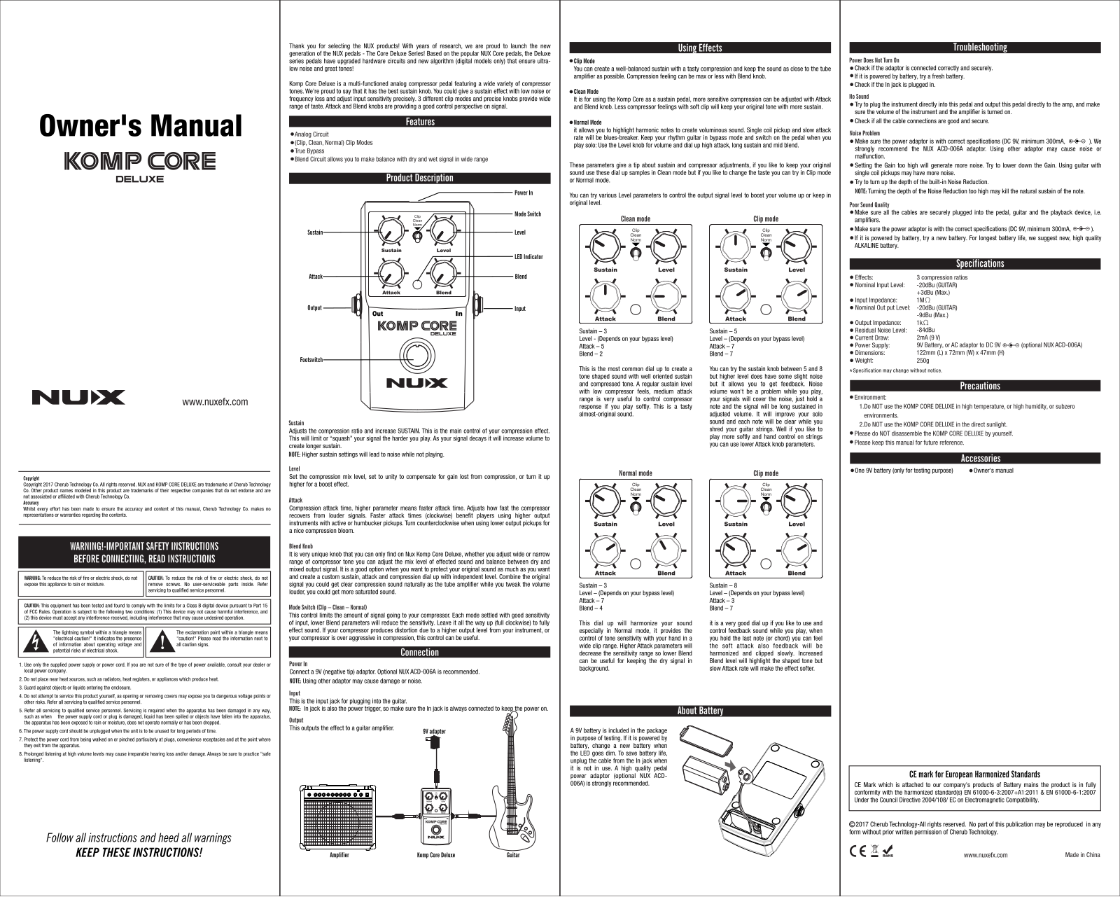 Nux Komp Core Deluxe Owner`s Manual