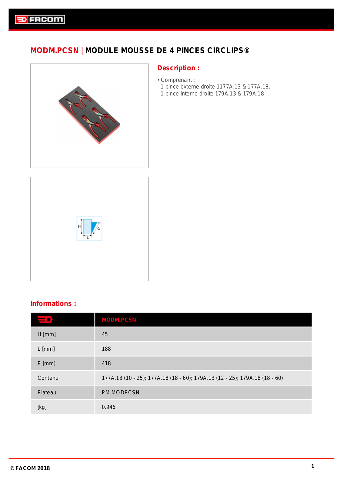 Facom MODM.PCSNPB Specification - ManualMachine.com