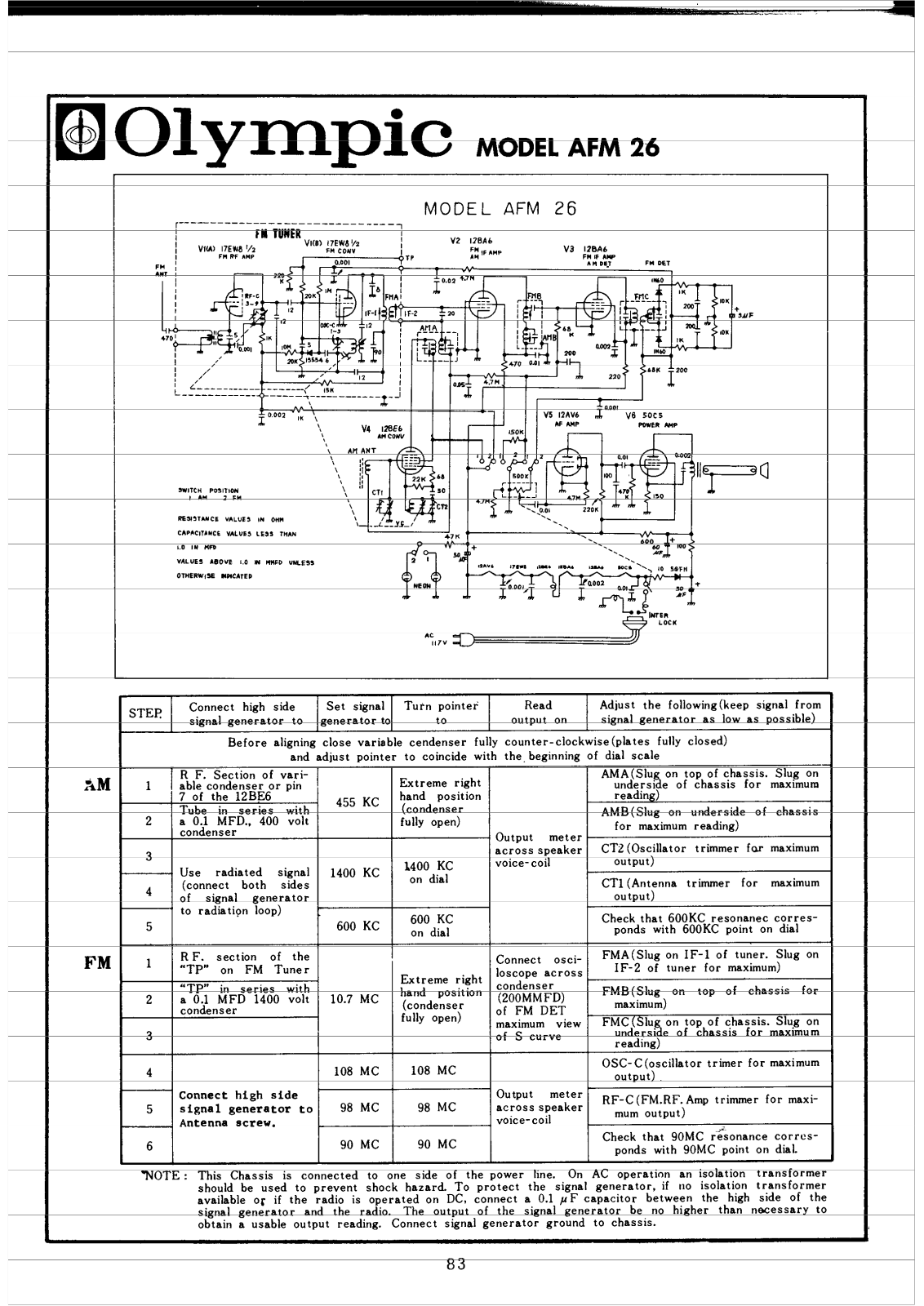 Olympic AFM26 Schematic