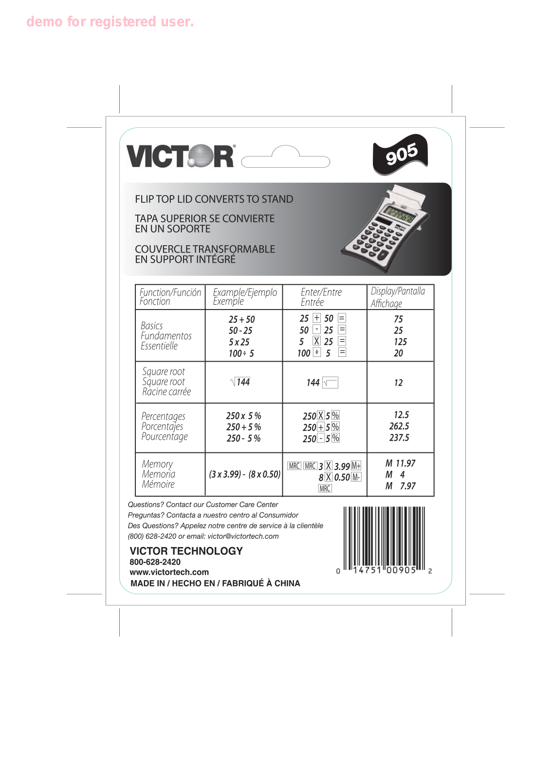 Victor 905 Instruction Manual