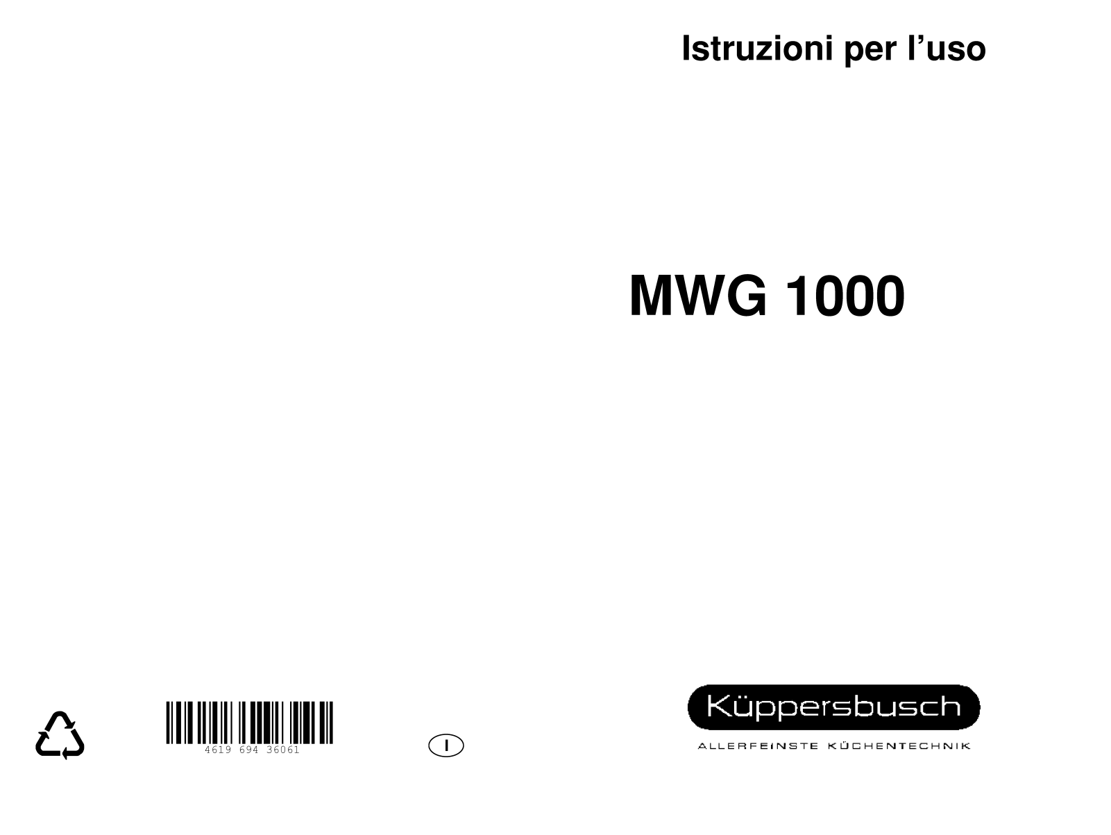 Kuppersbusch MWG 1000 Instruction Manual