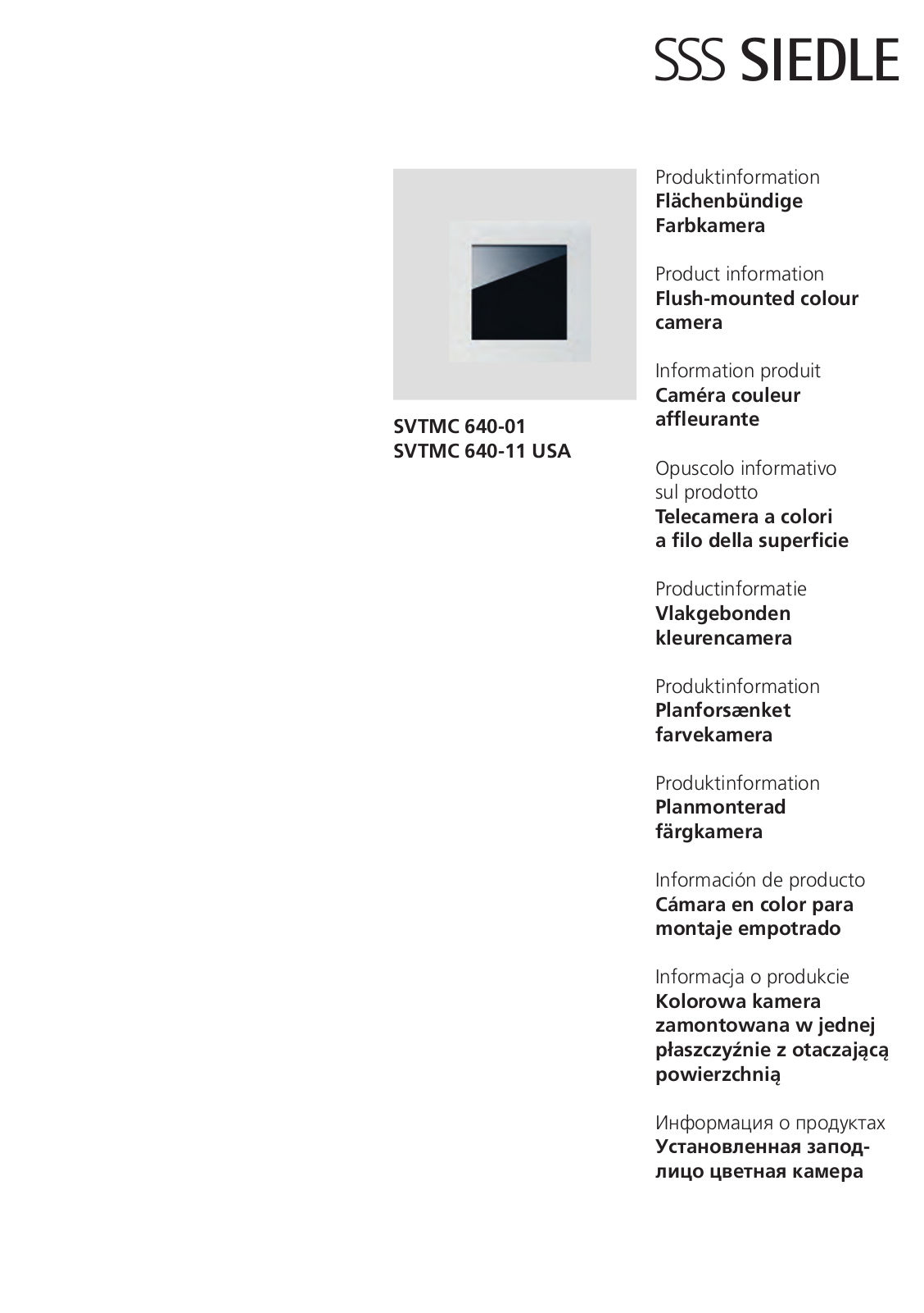 SSS Siedle SVTMC 640-01, SVTMC 640-11 USA Product Information