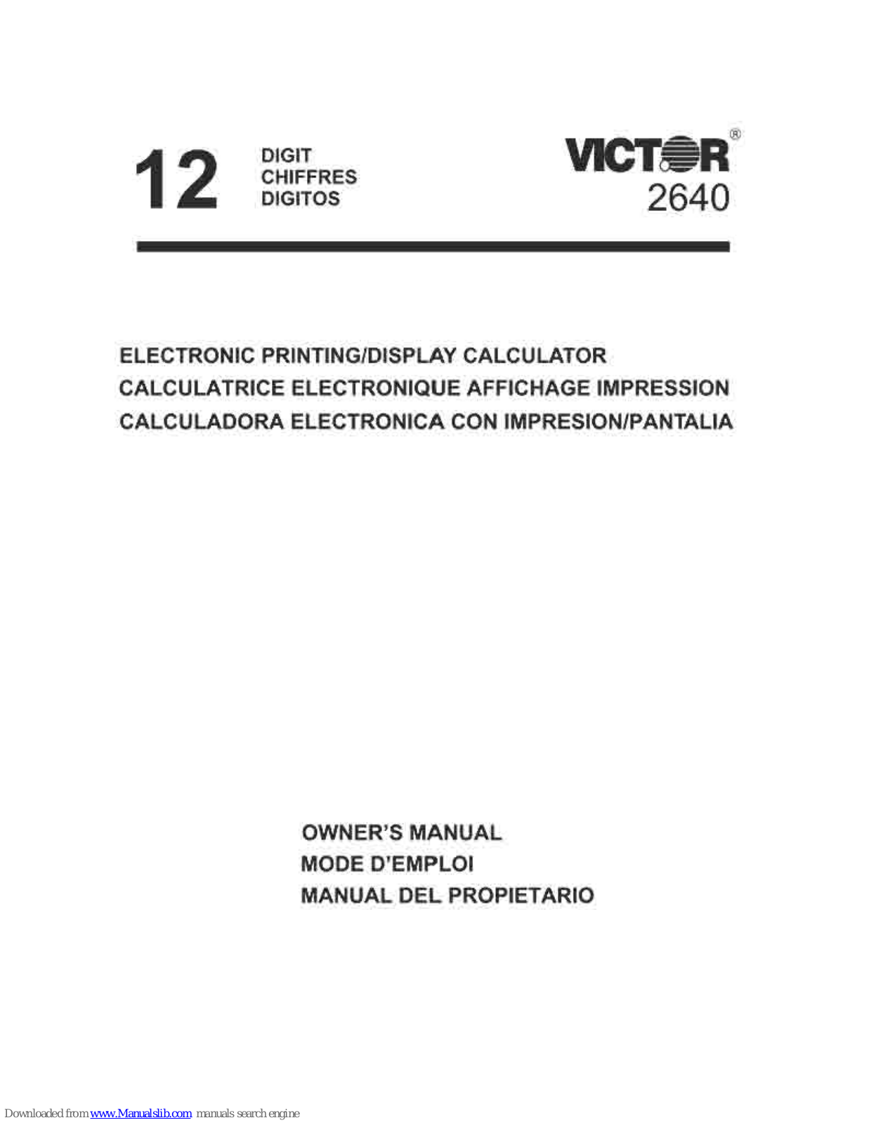 Victor VCT2640, 2640 Owner's Manual