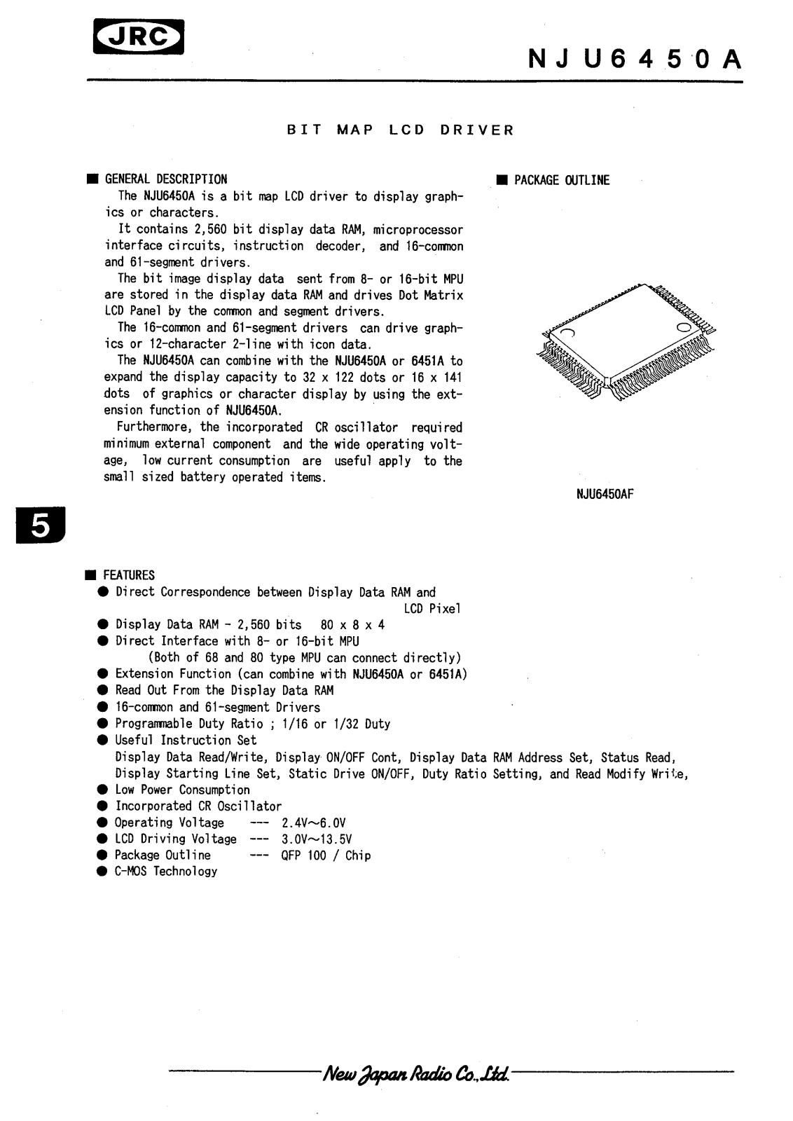 JRC NJU6450AFG1, NJU6450AFC1 Datasheet